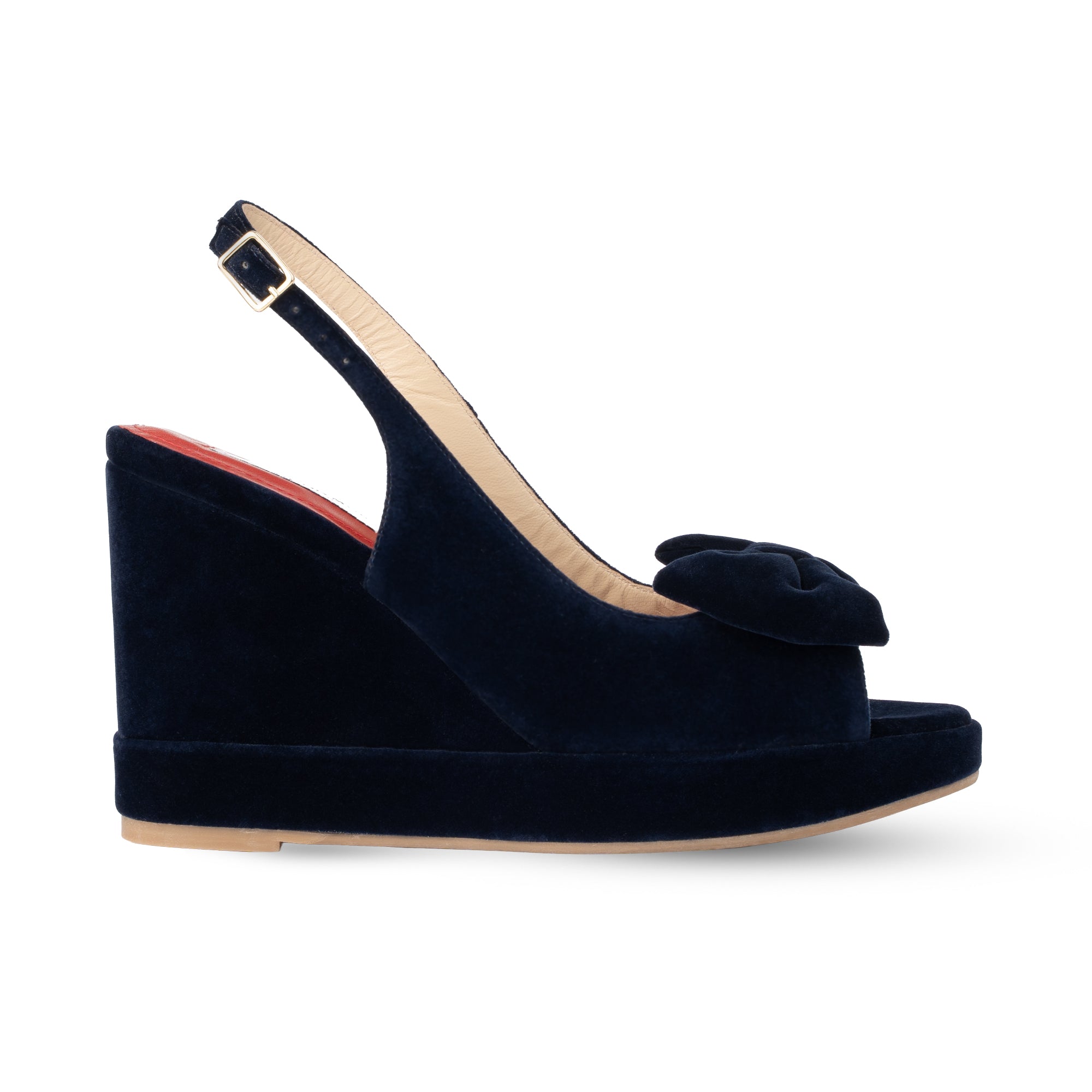 Rignana Navy Blue Velvet Wedges