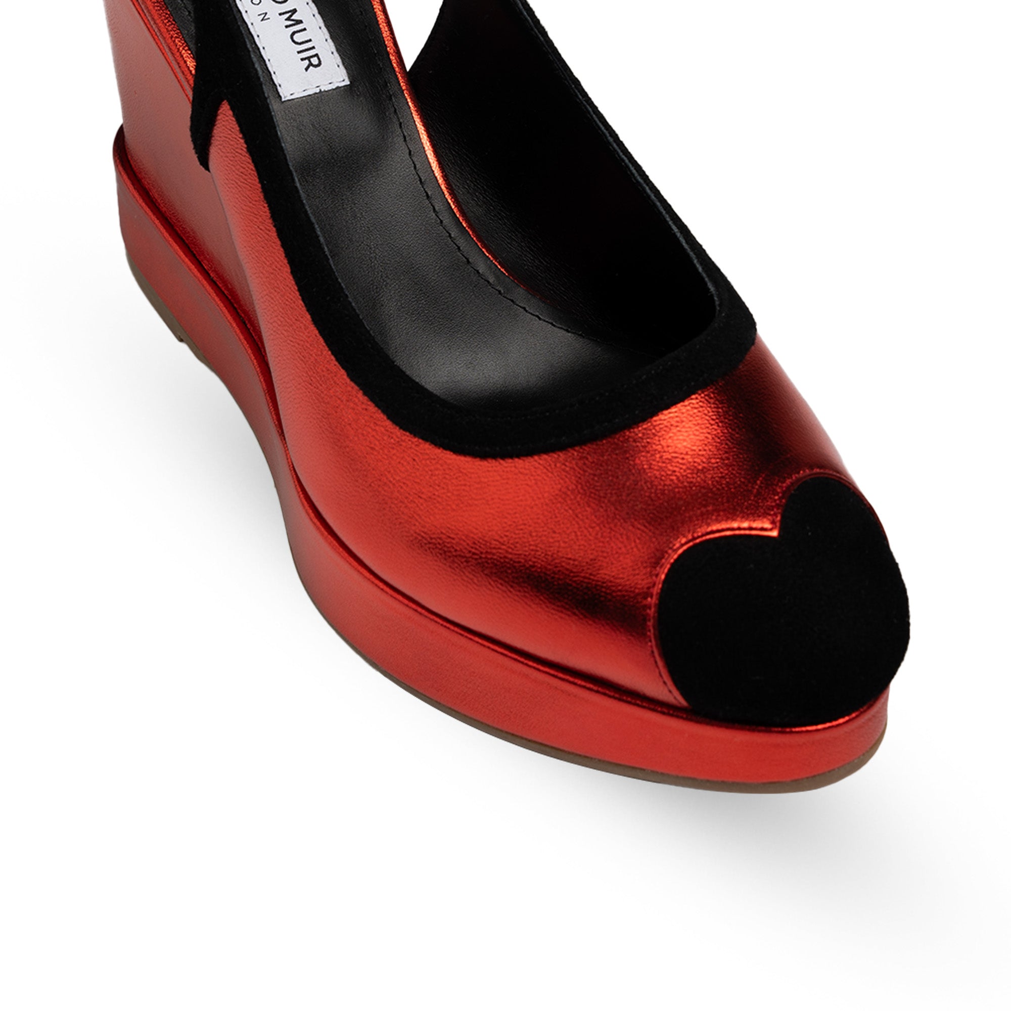 Lavinia Metallic Red & Black Wedges