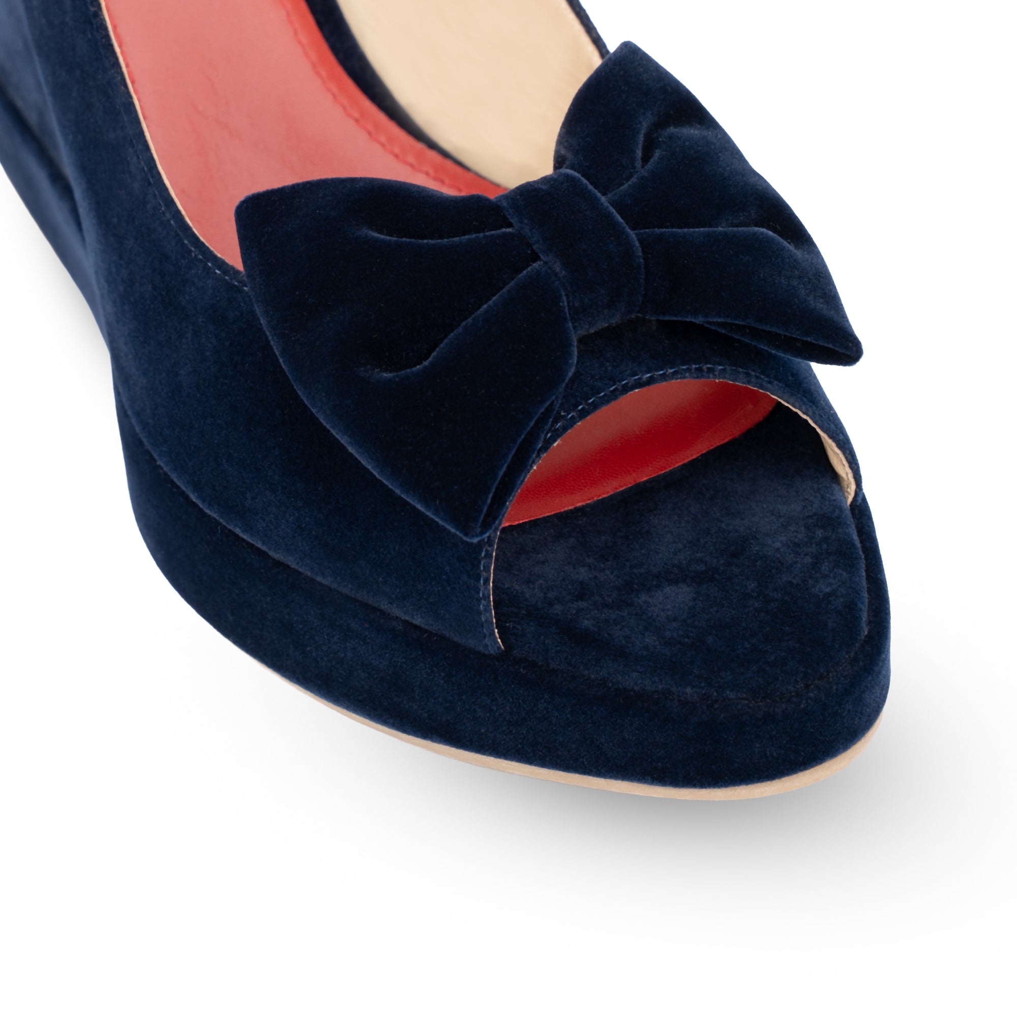 Rignana Navy Blue Velvet Wedges