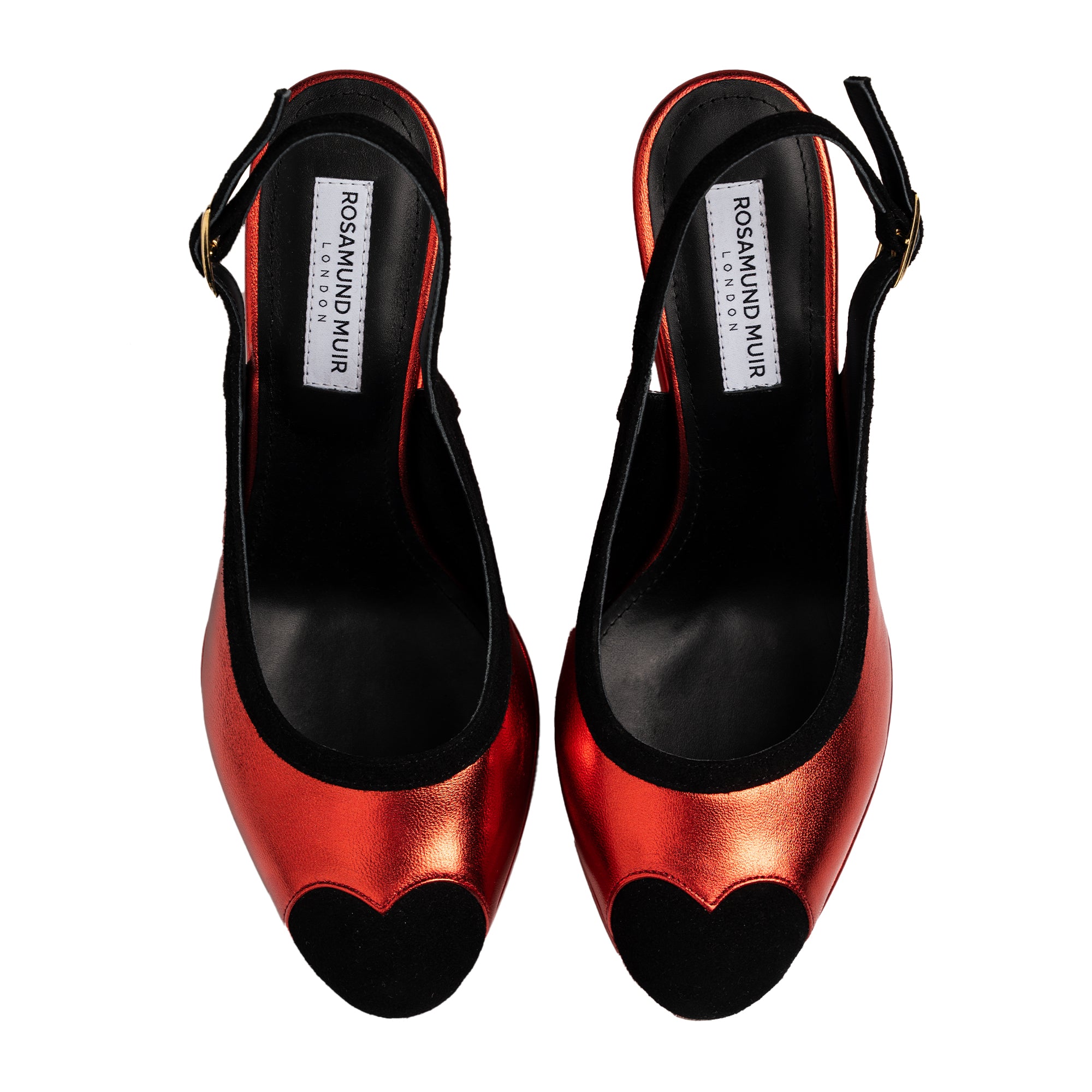 Lavinia Metallic Red & Black Wedges