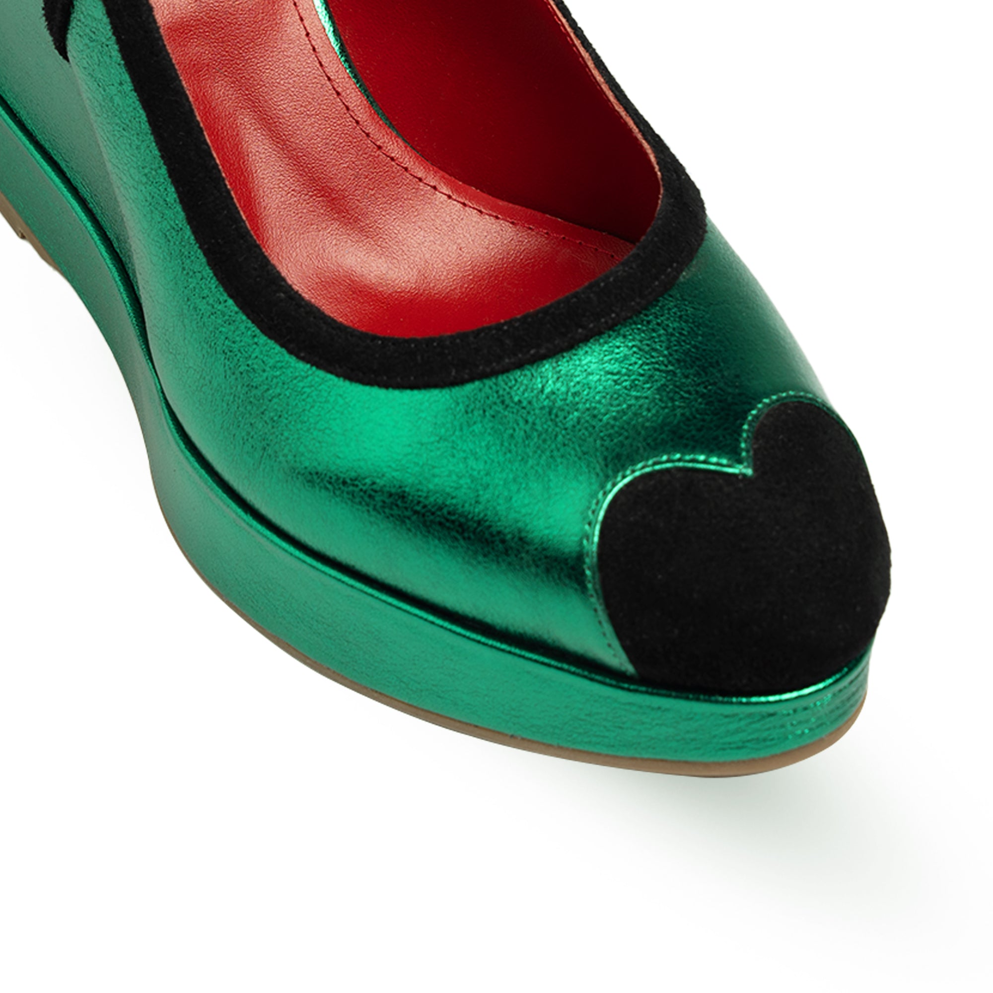 Lavinia Metallic Green & Black Wedges