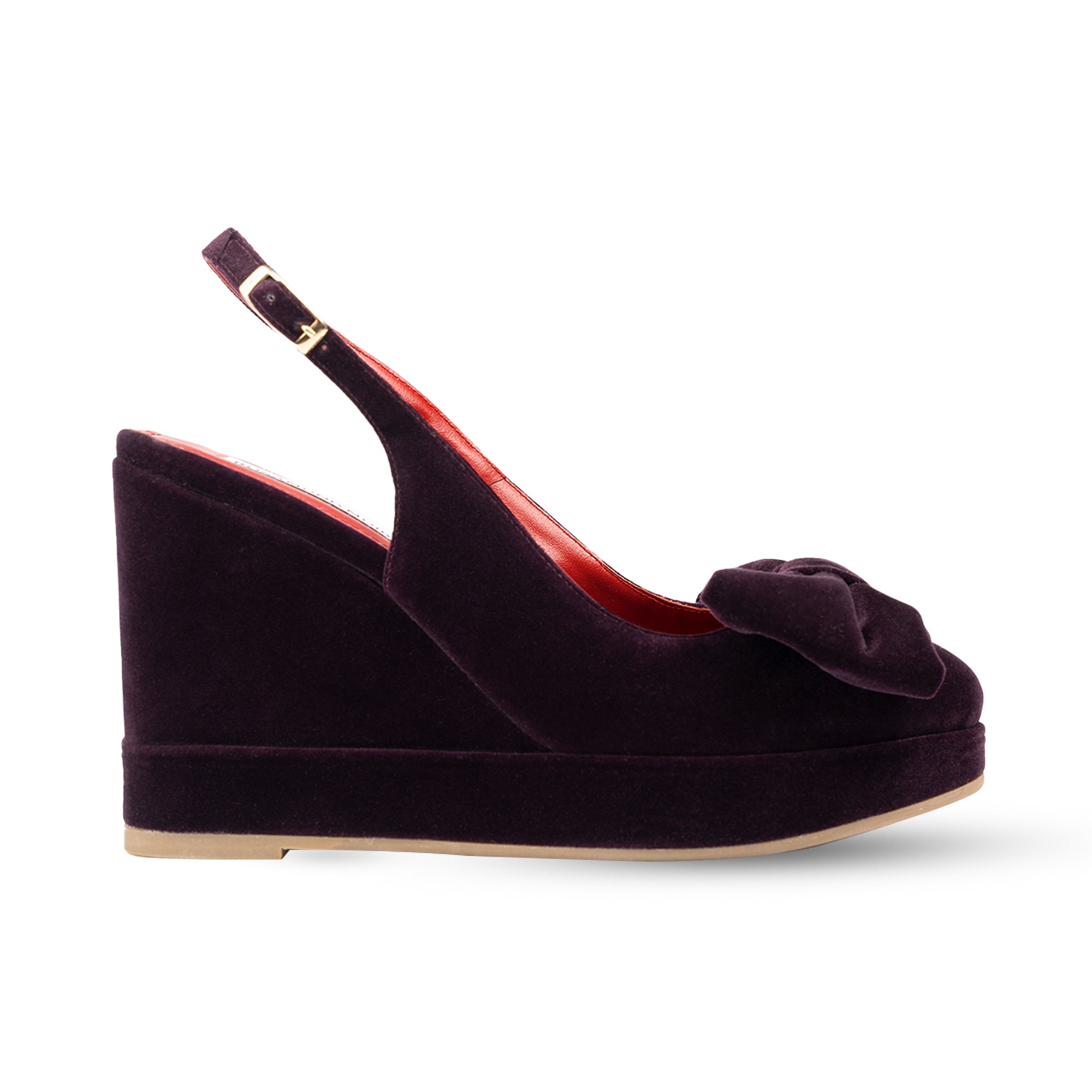 Toscana Dark Purple Velvet Wedges
