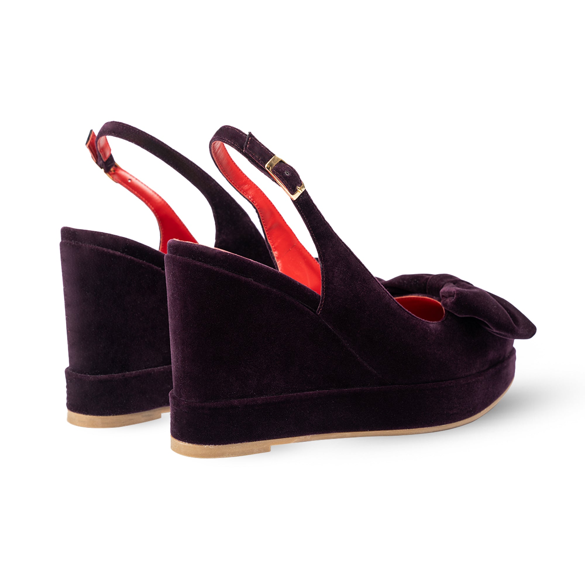Toscana Dark Purple Velvet Wedges