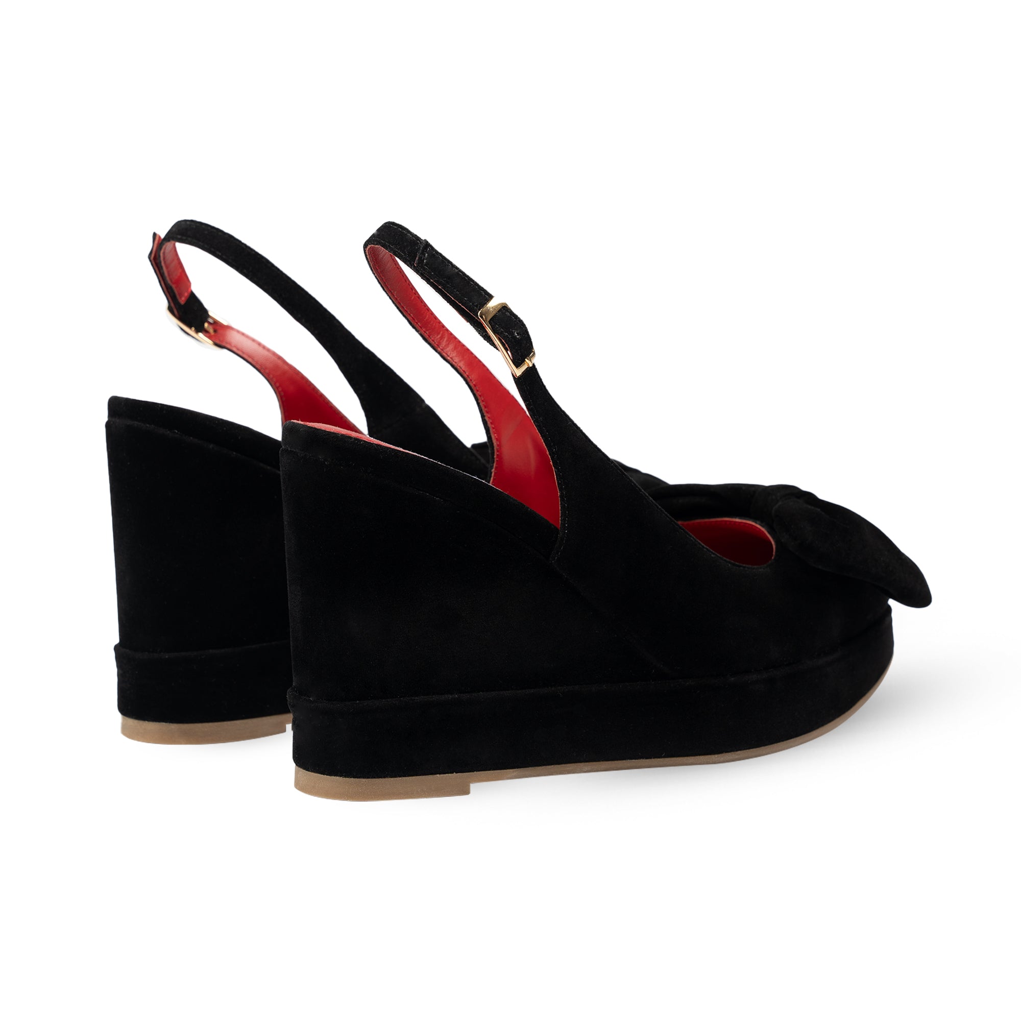 Toscana Black Velvet Wedges