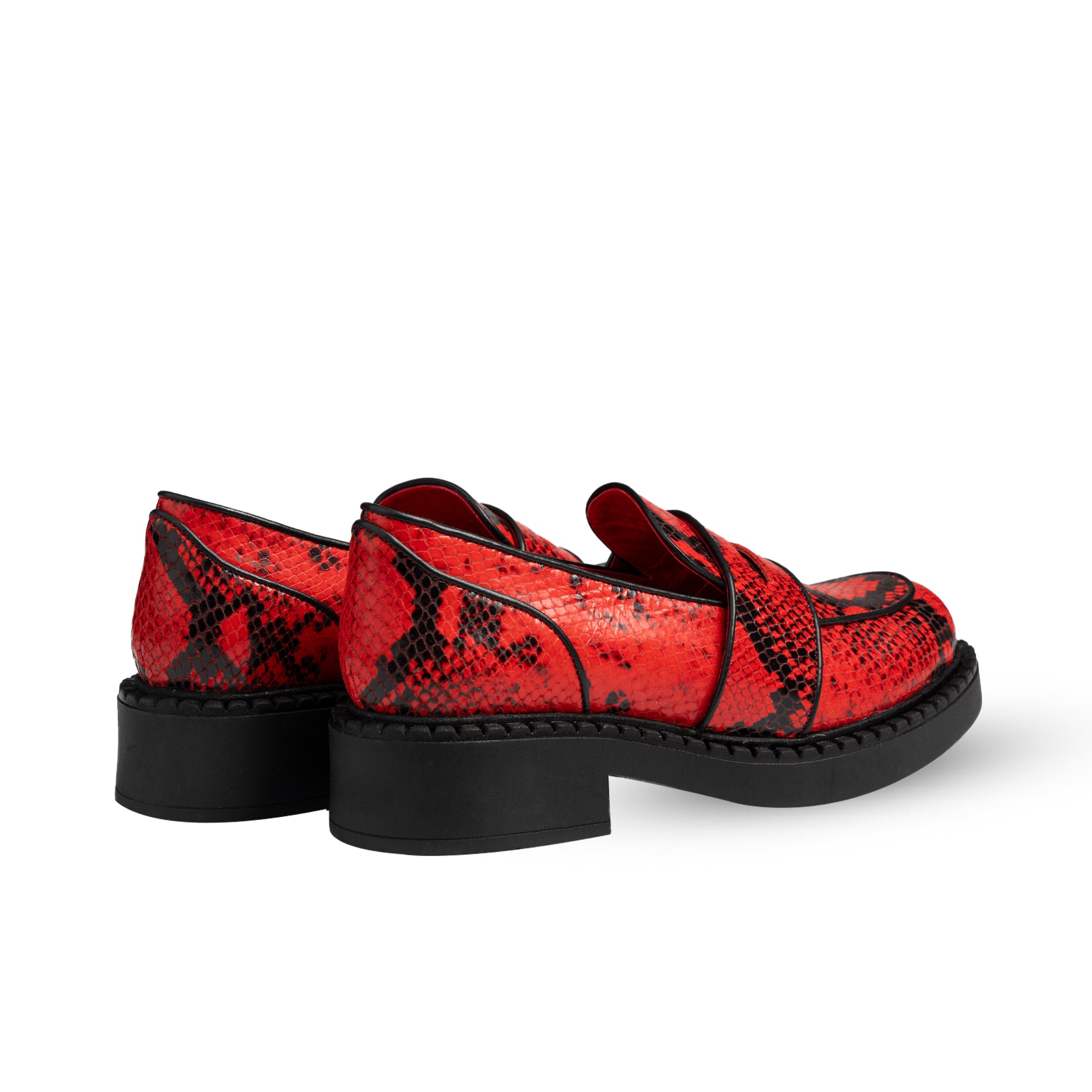 Stratford Red & Black Snake Print Loafers