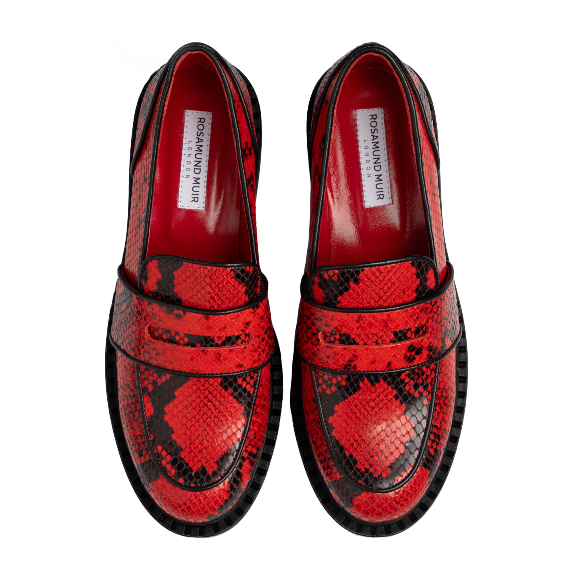 Stratford Red & Black Snake Print Loafers