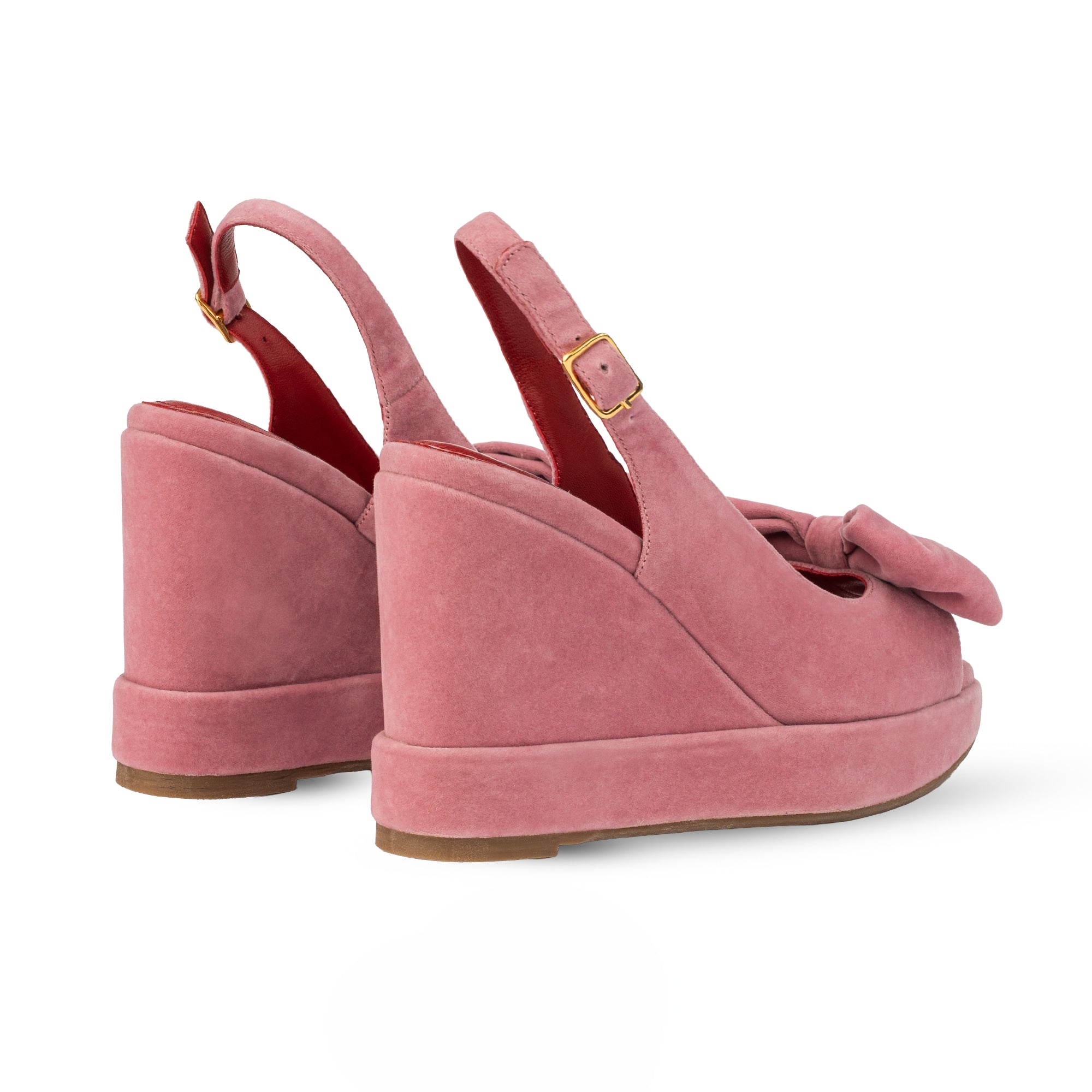 Rignana Dusky Pink Velvet Wedges