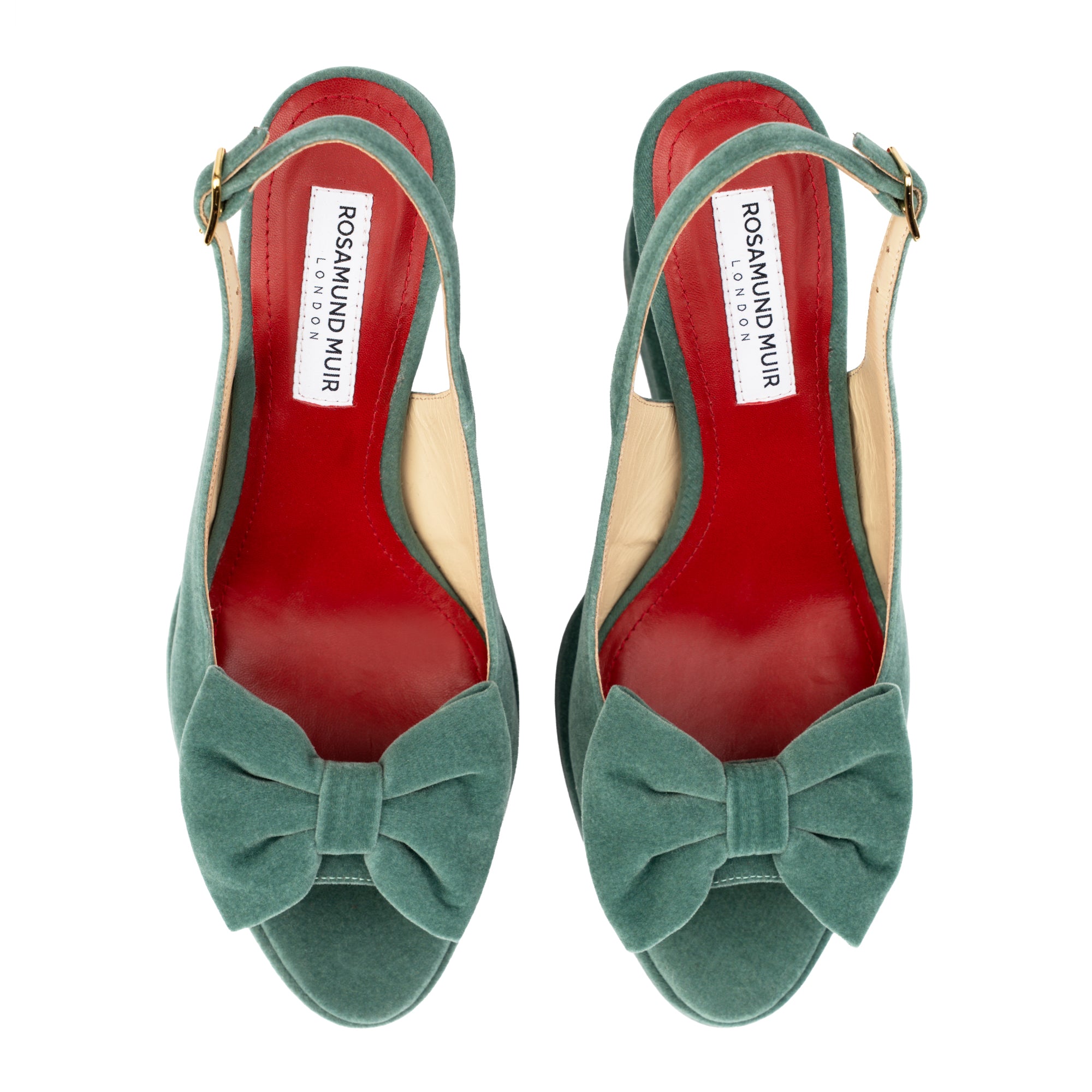 Rignana Sage Green Velvet Wedges