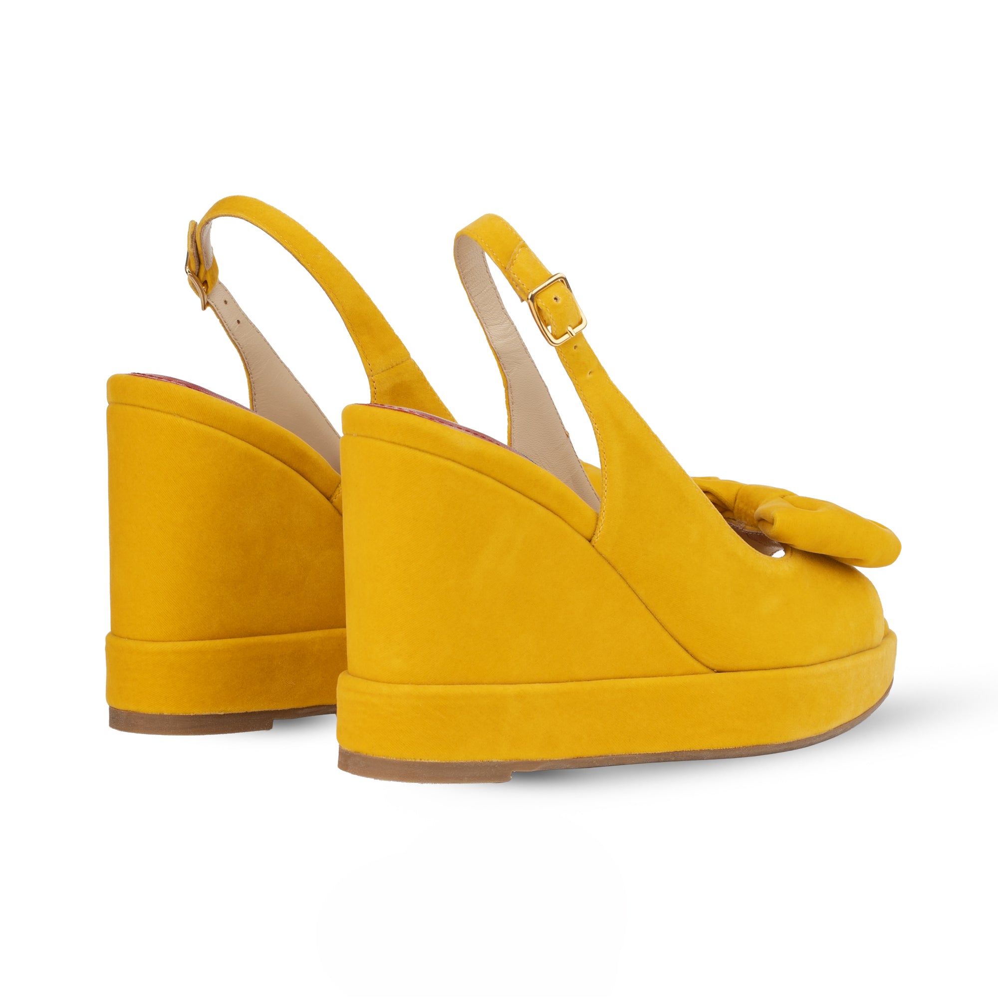 Rignana Deep Yellow Velvet Wedges