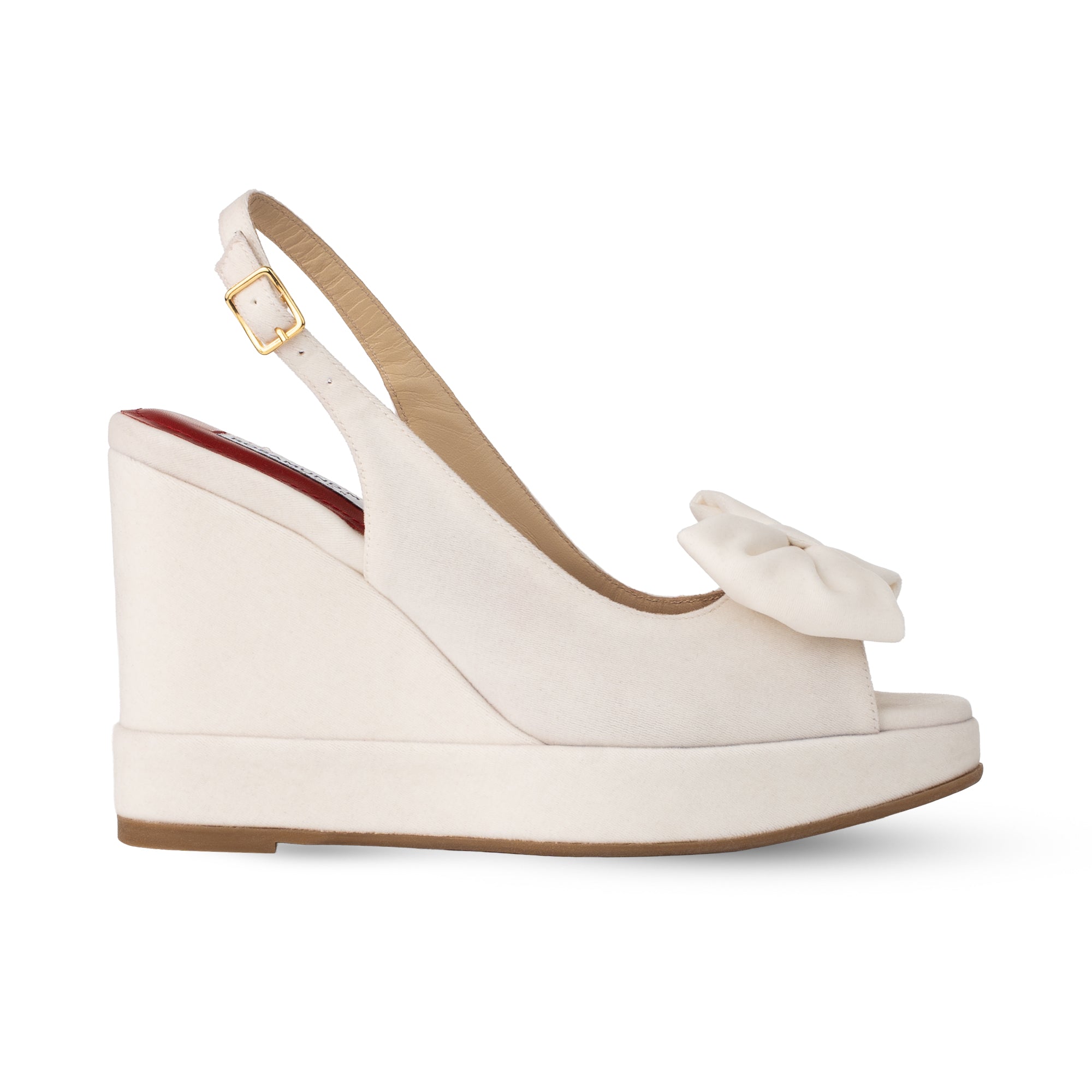 Rignana Soft Cream Velvet Wedges