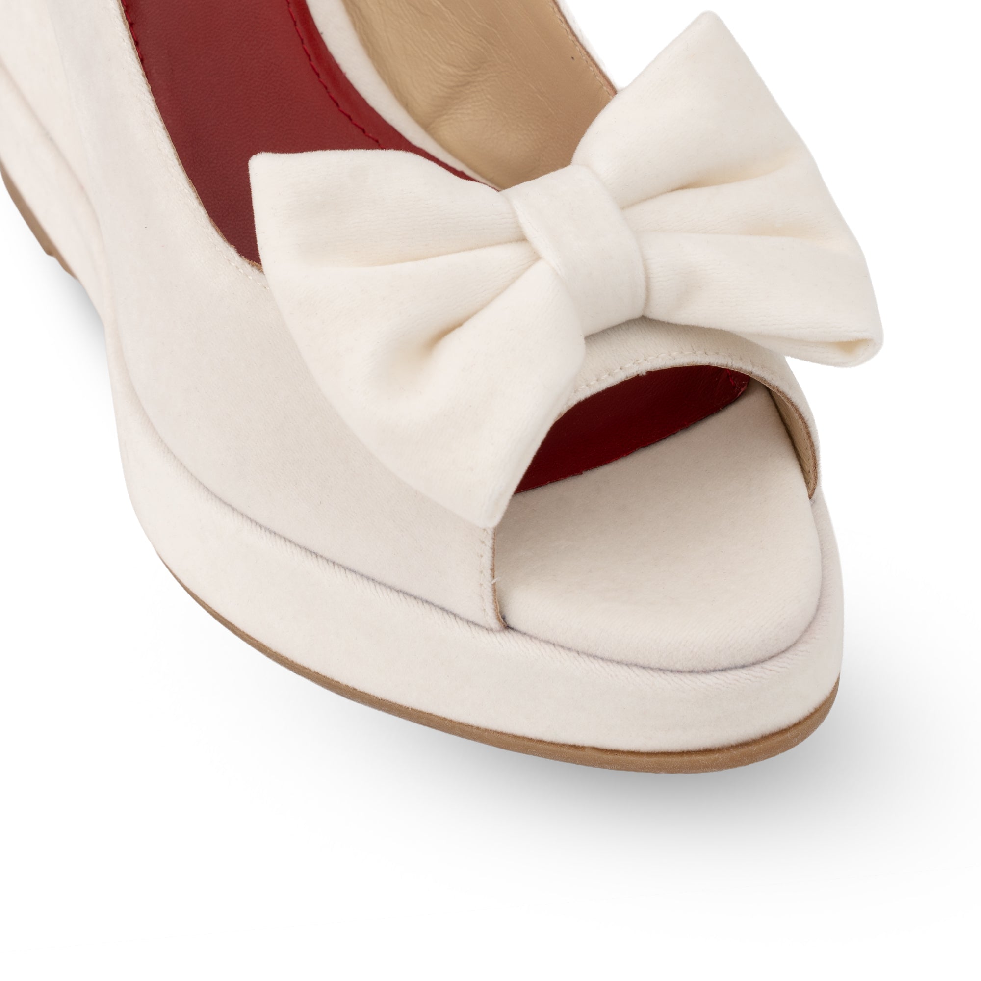 Rignana Soft Cream Velvet Wedges
