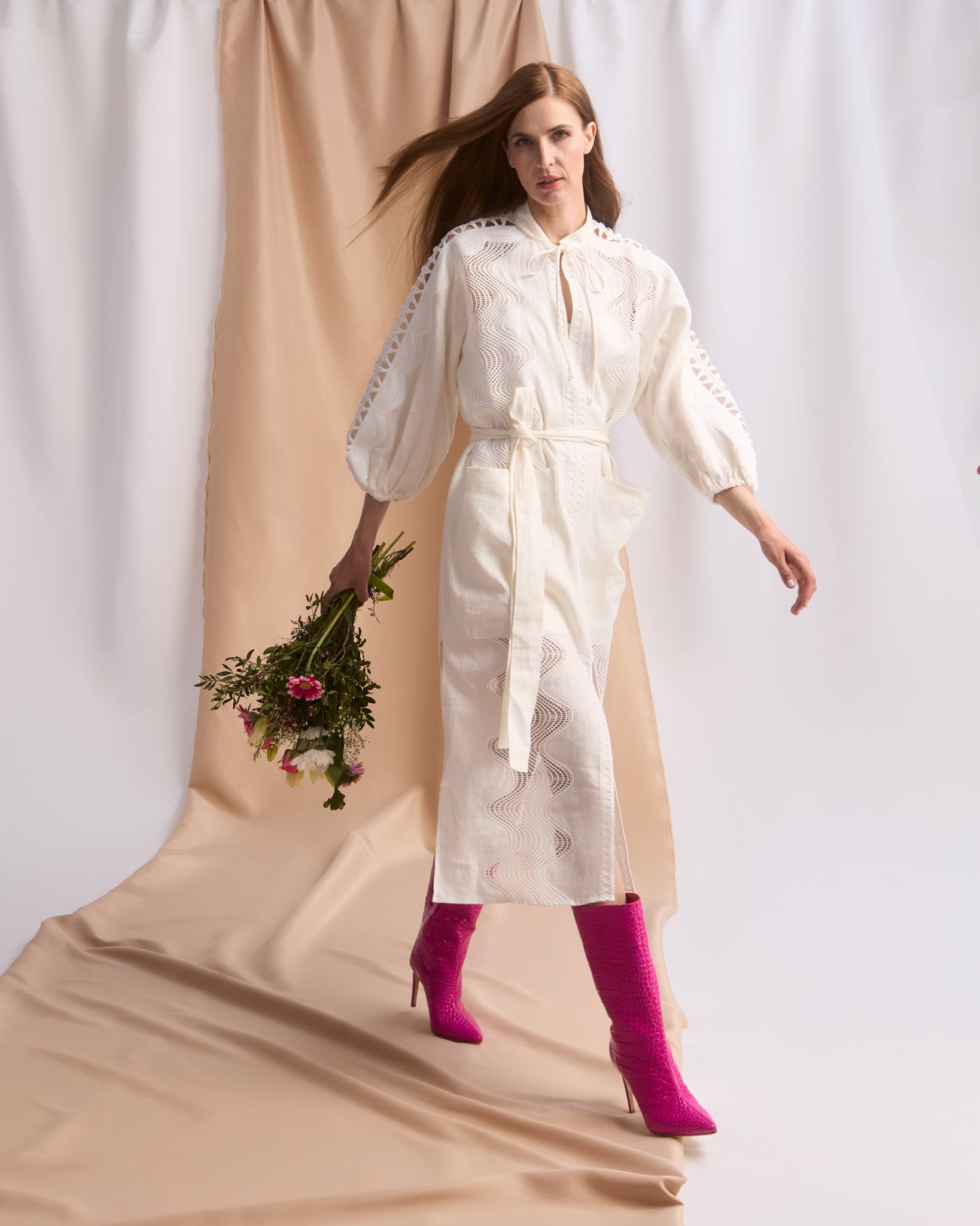Freda Pink Crocodile Boots