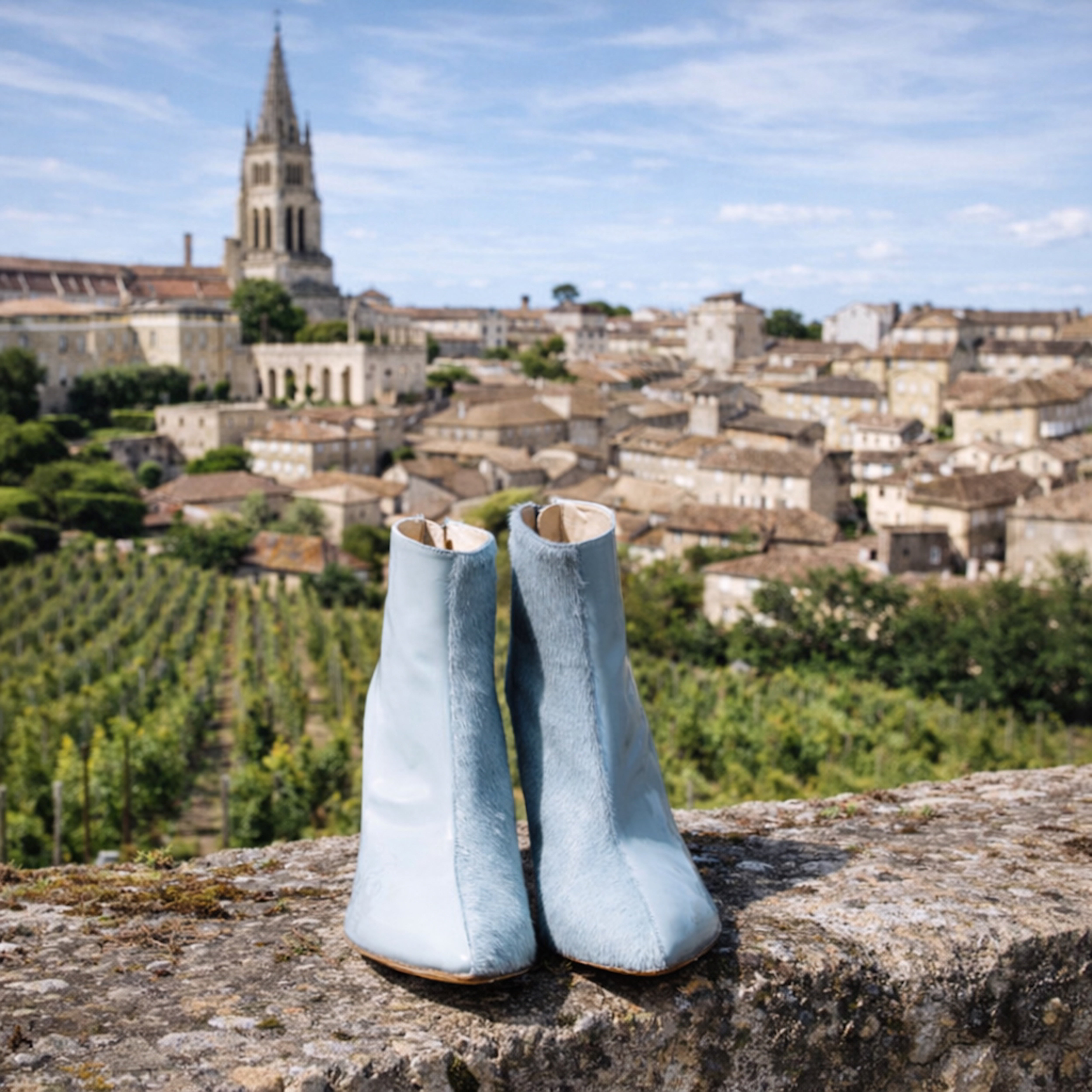 Paulina Duo Texture Powder Blue Boots