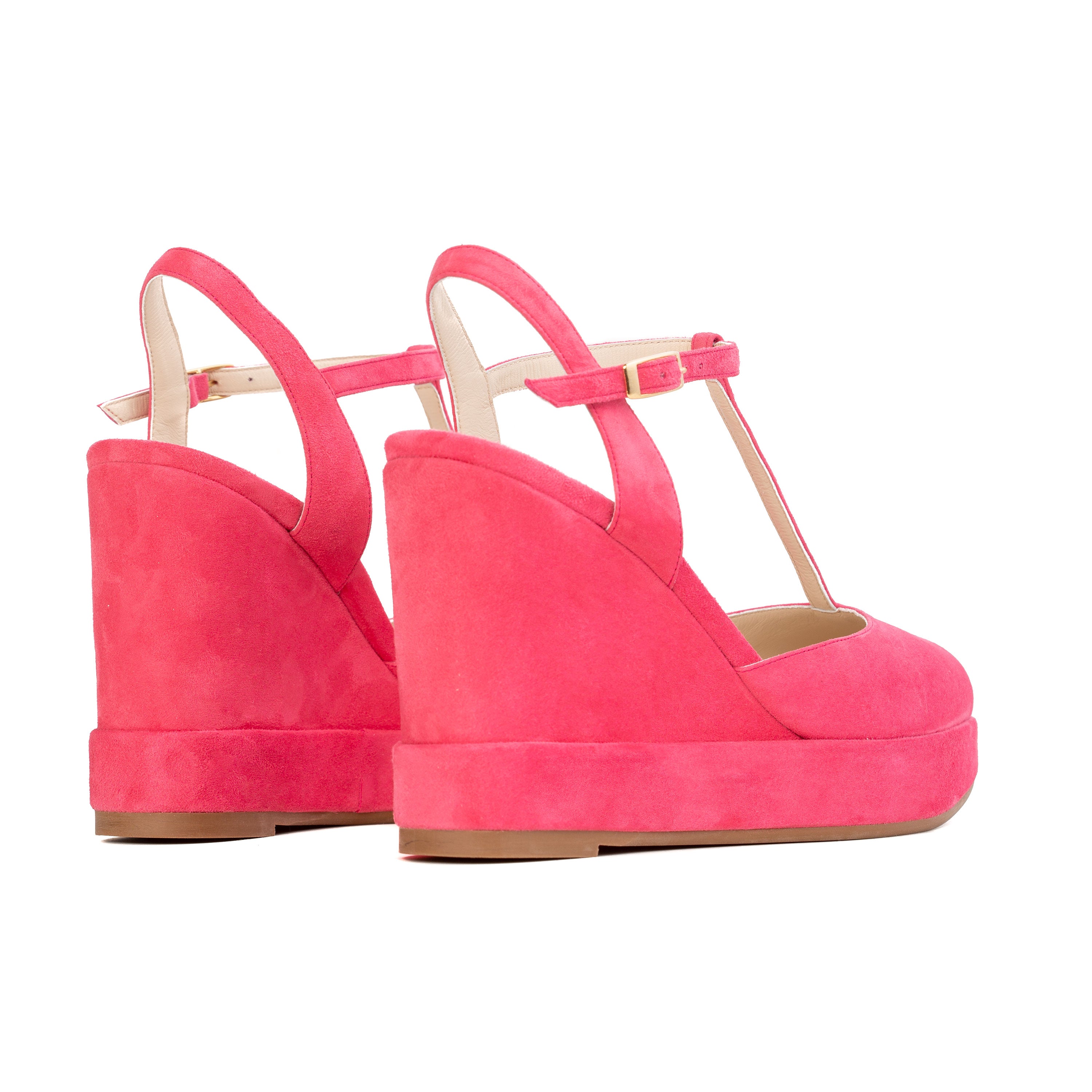 Jeanne Pink Suede Wedges