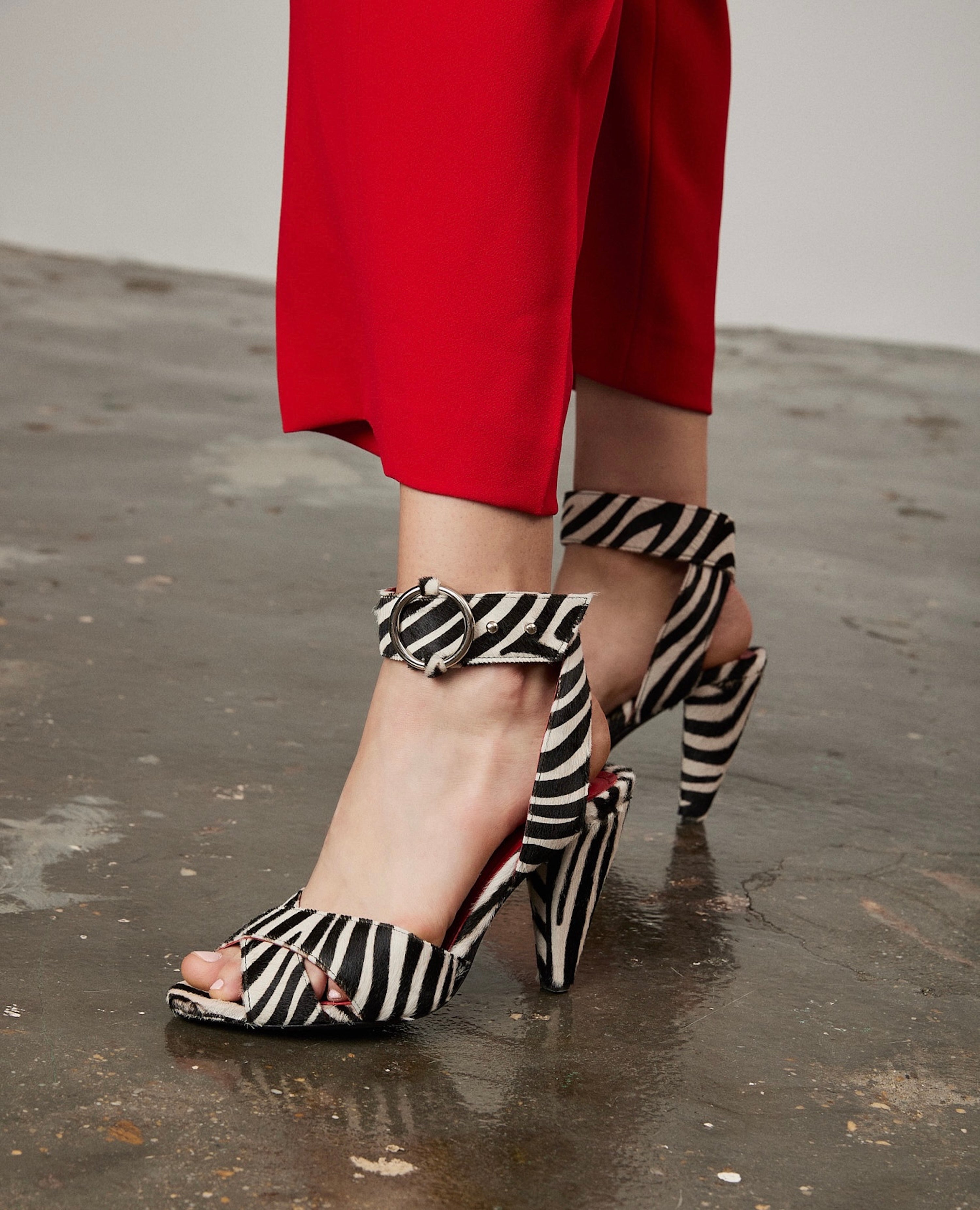 Montana Black & White Zebra Print Calf Hair Heels