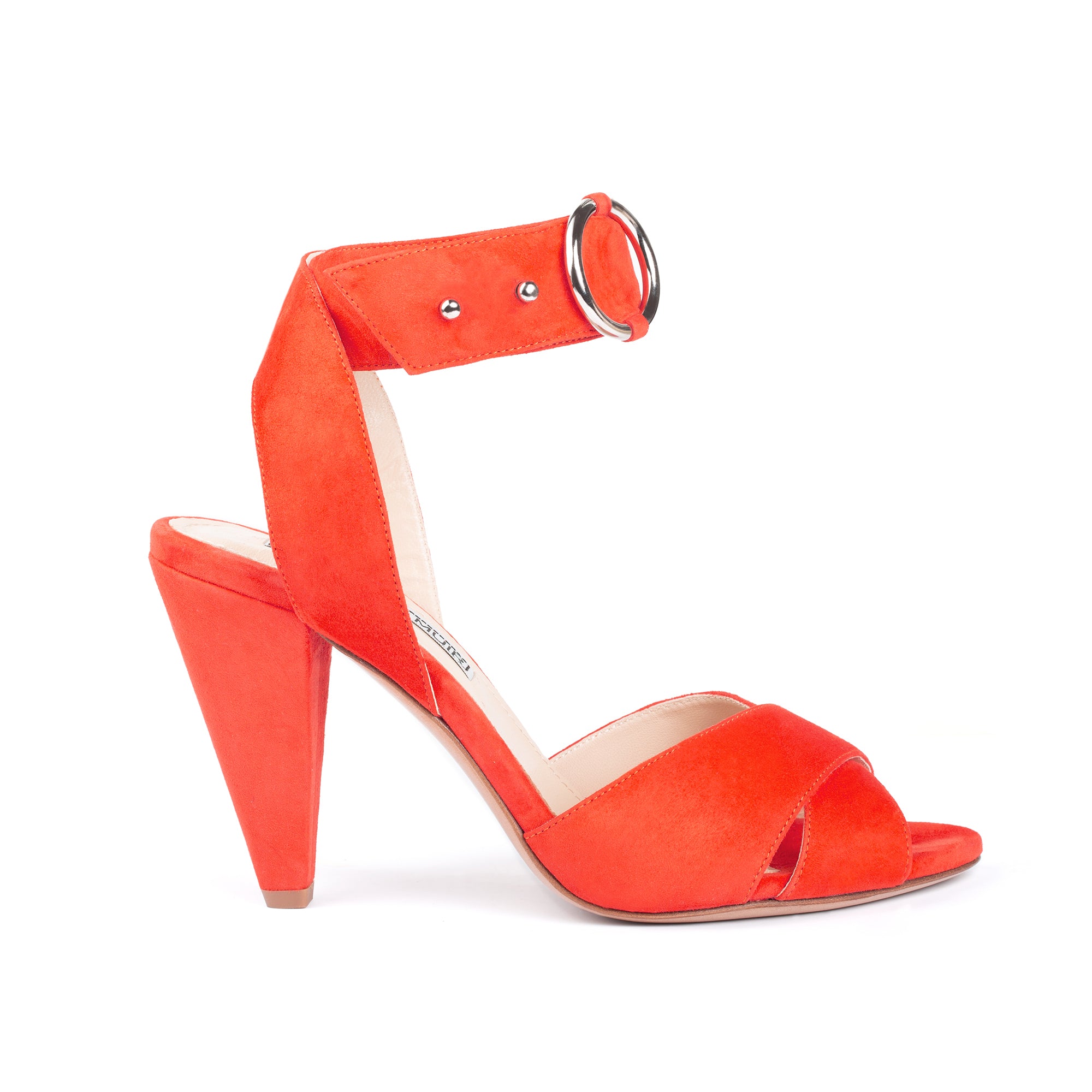 Montana Coral Red Suede Heels