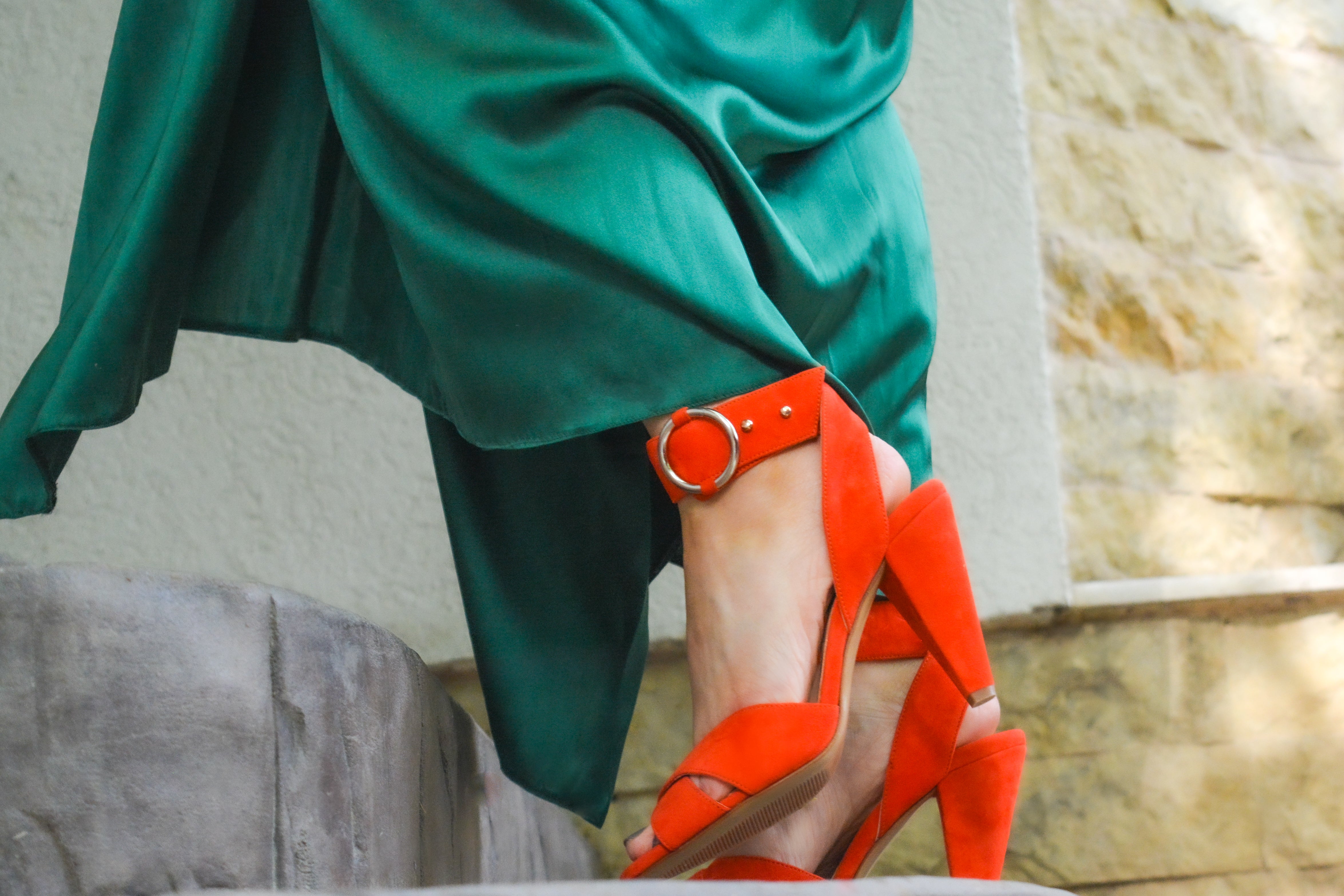 Montana Coral Red Suede Heels