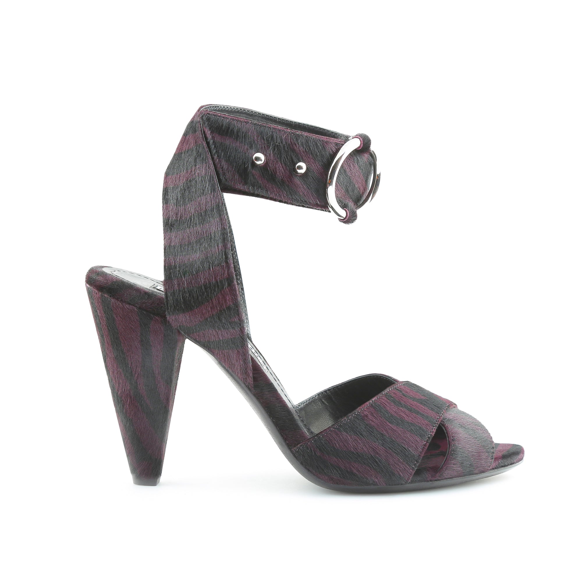 Montana Black & Purple Zebra Print Calf Hair Heels