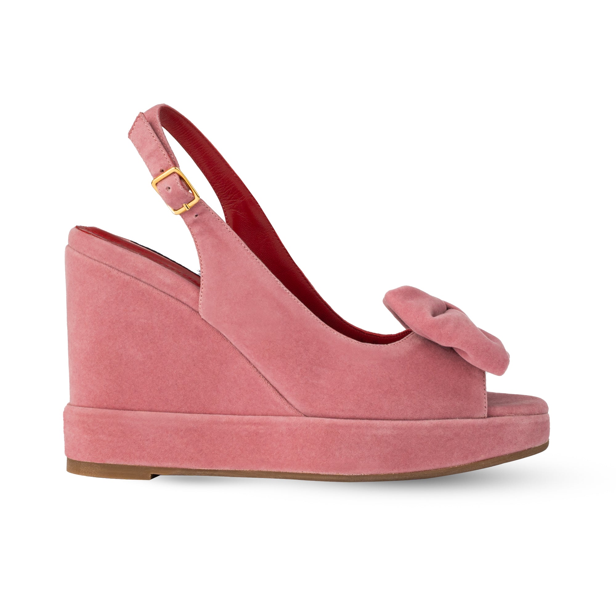 Rignana Dusky Pink Velvet Wedges