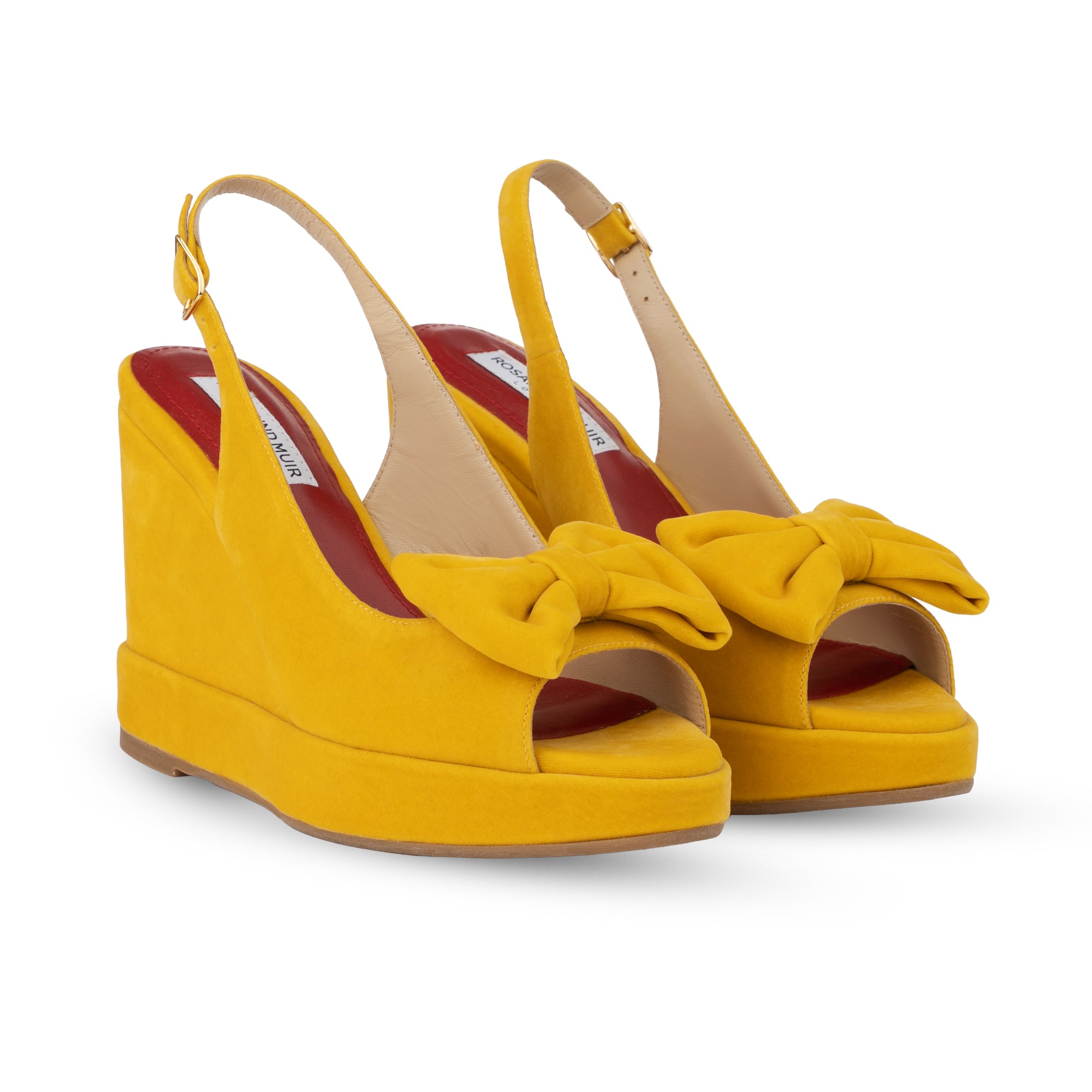 Rignana Deep Yellow Velvet Wedges