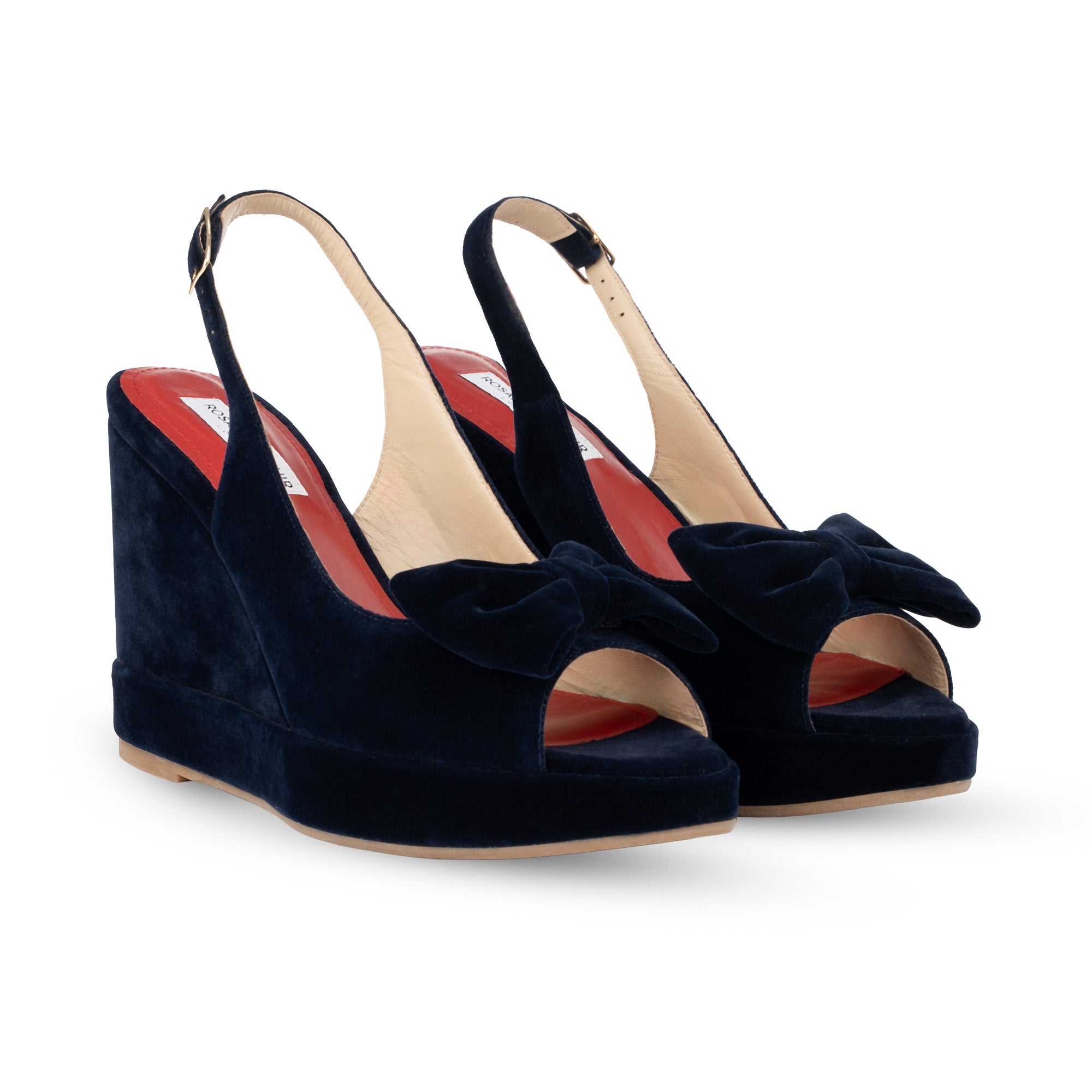 Rignana Navy Blue Velvet Wedges