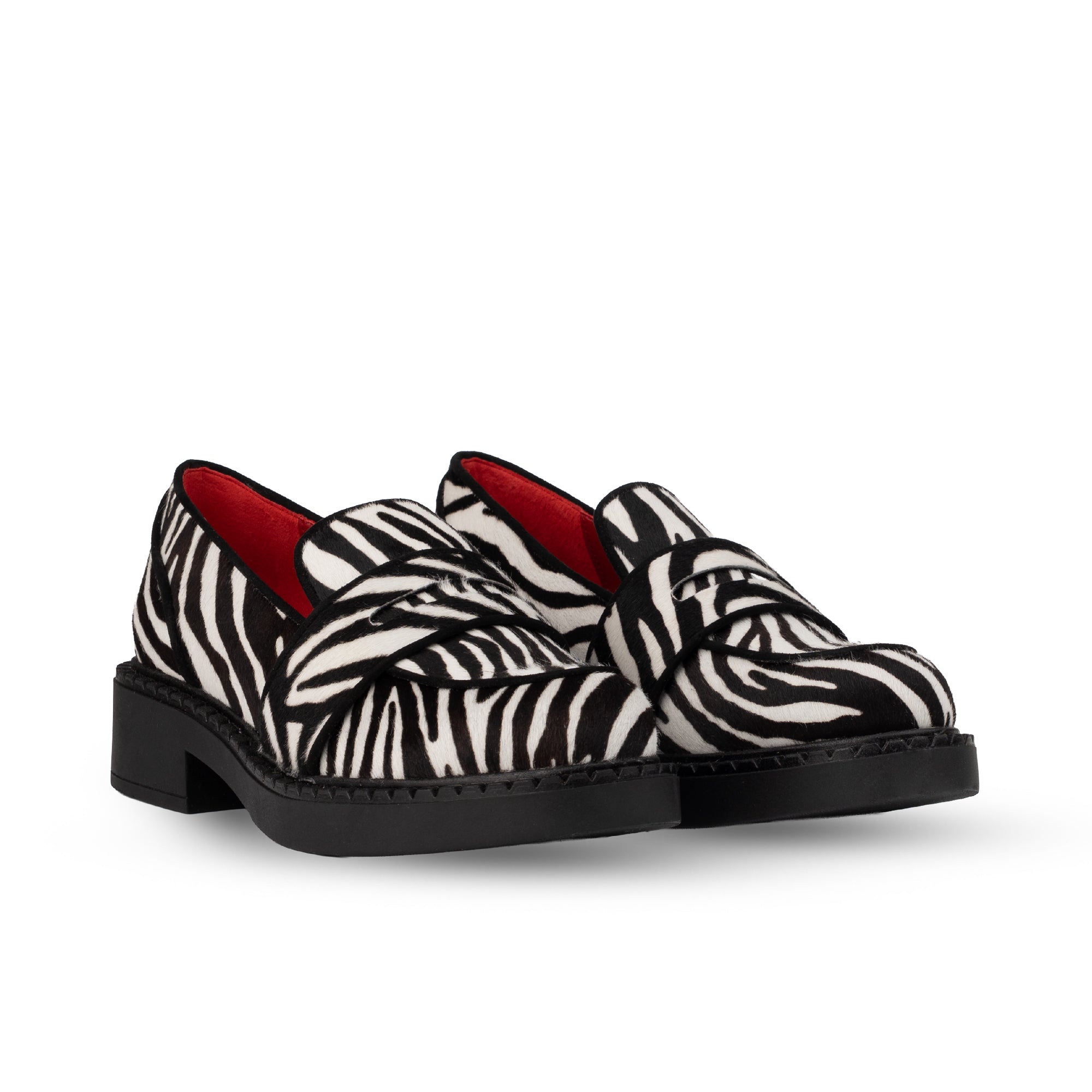 Stratford Black & White Zebra Print Calf Hair Loafers