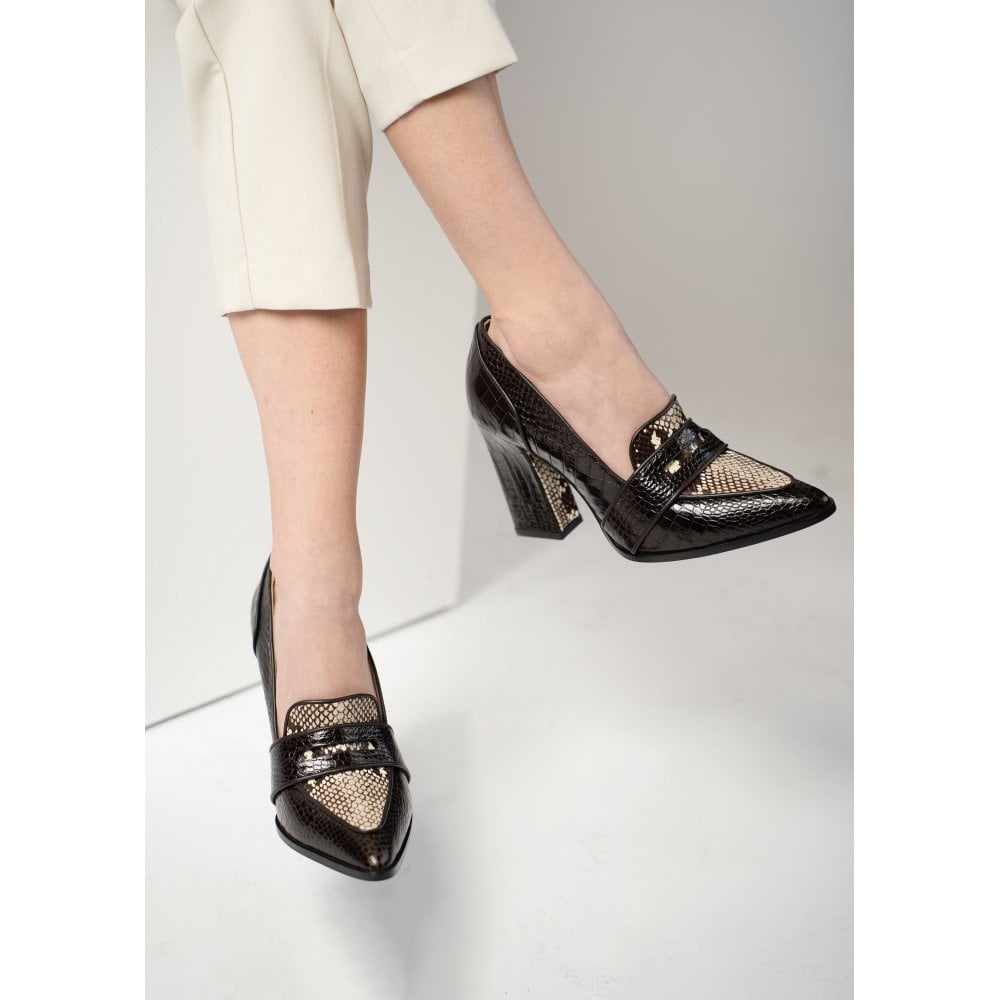 Annabel Brown Crocodile and Snakeprint loafers