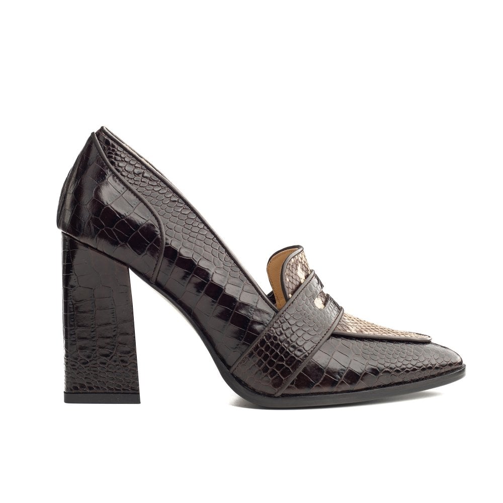 Annabel Brown Crocodile and Snakeprint loafers