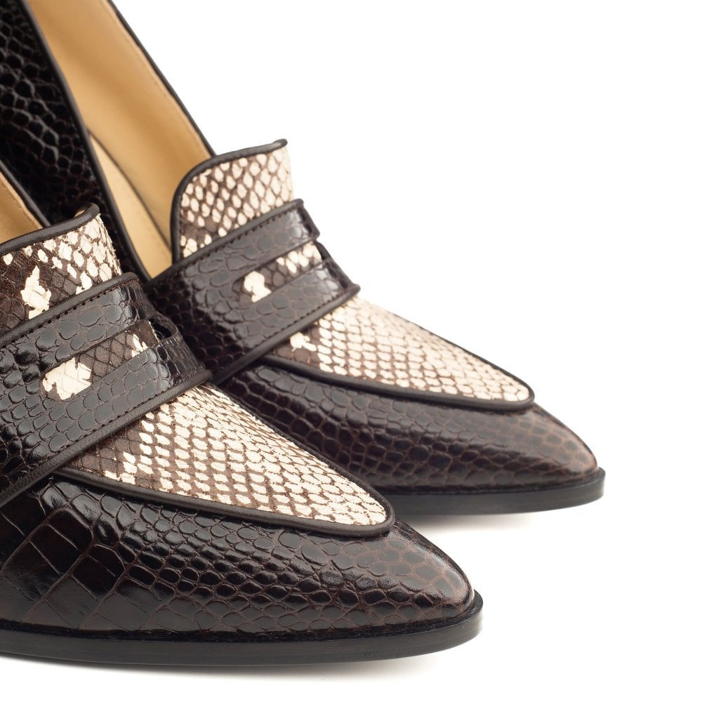 Annabel Brown Crocodile and Snakeprint loafers