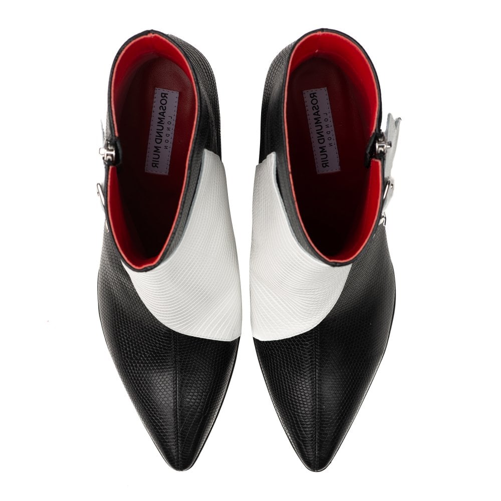 Beatrix Black and White Lizard boots