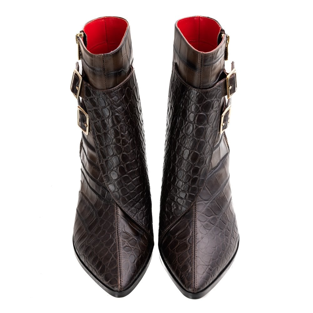 Beatrix Brown Crocodile boots