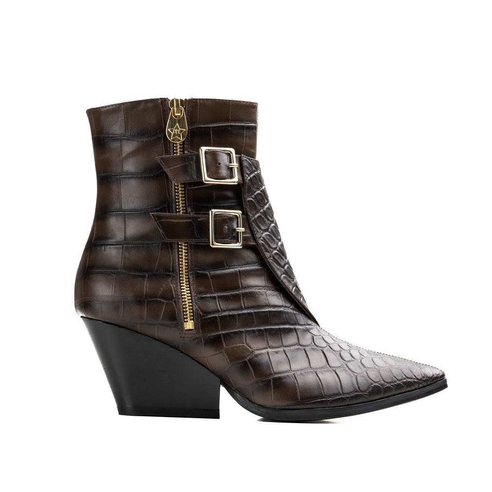 Beatrix Brown Crocodile boots