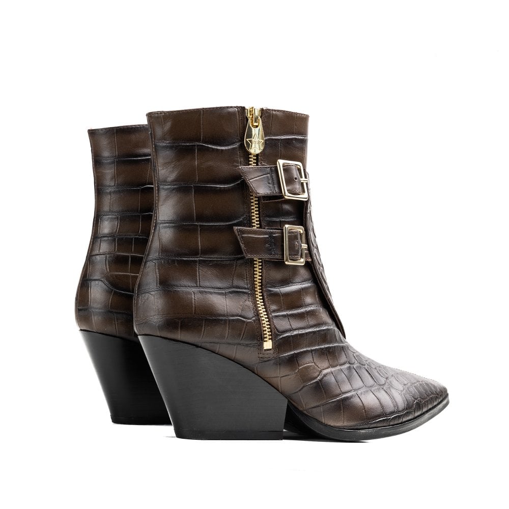 Beatrix Brown Crocodile boots