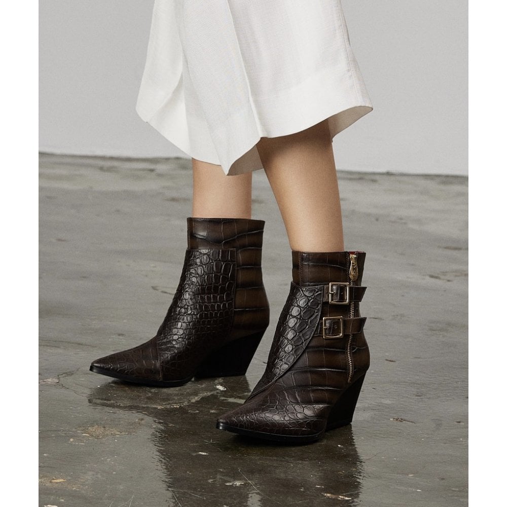Beatrix Brown Crocodile boots