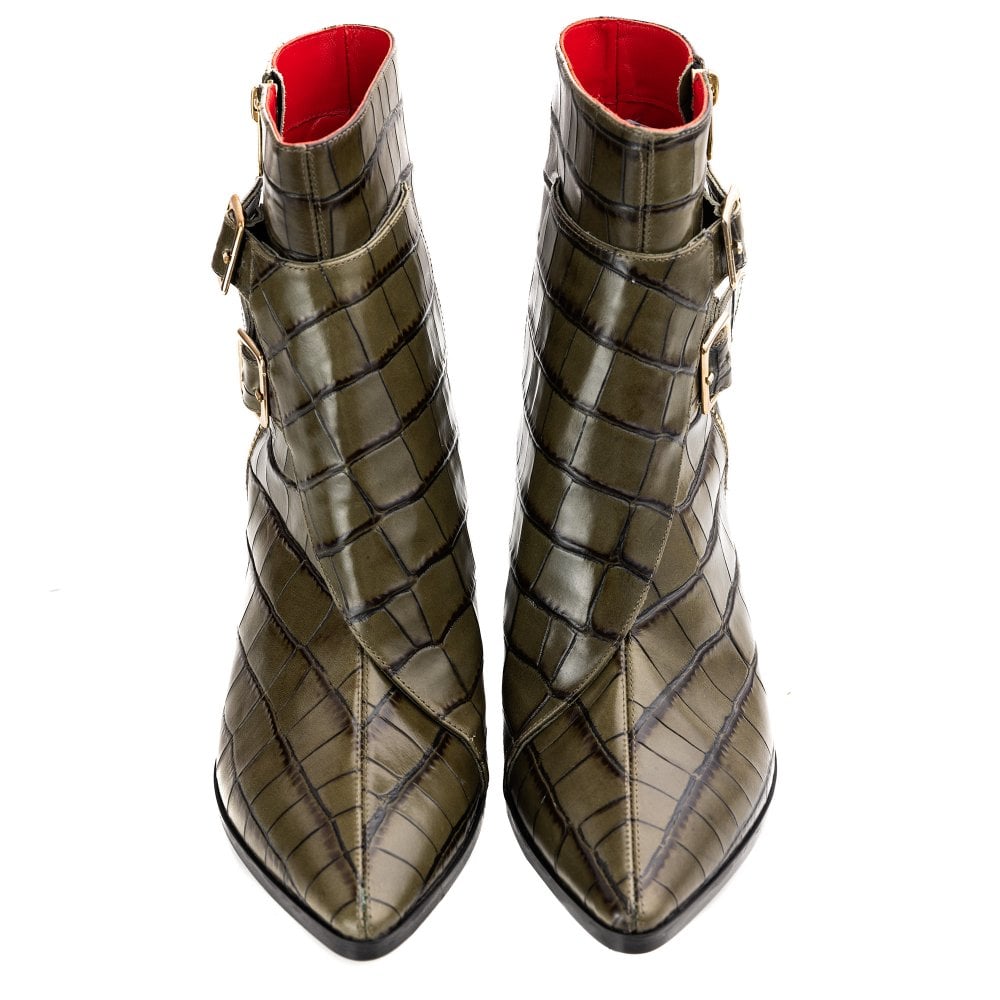 Beatrix Green Crocodile boots