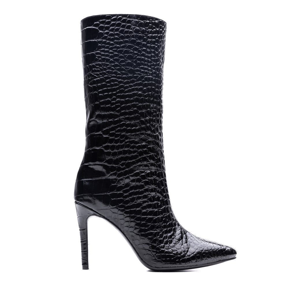 Freda Black Crocodile boots