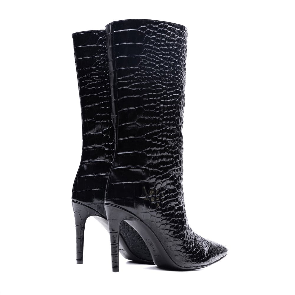Freda Black Crocodile boots