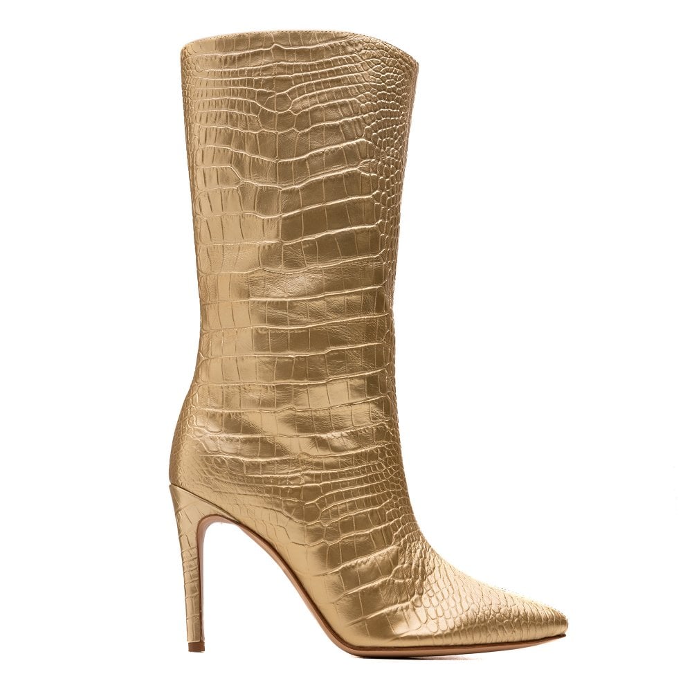 Freda Gold Crocodile boots