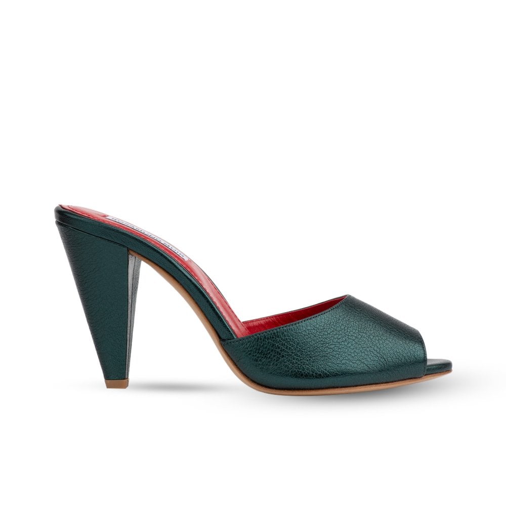 Montavia Dark Green Metallic Mules