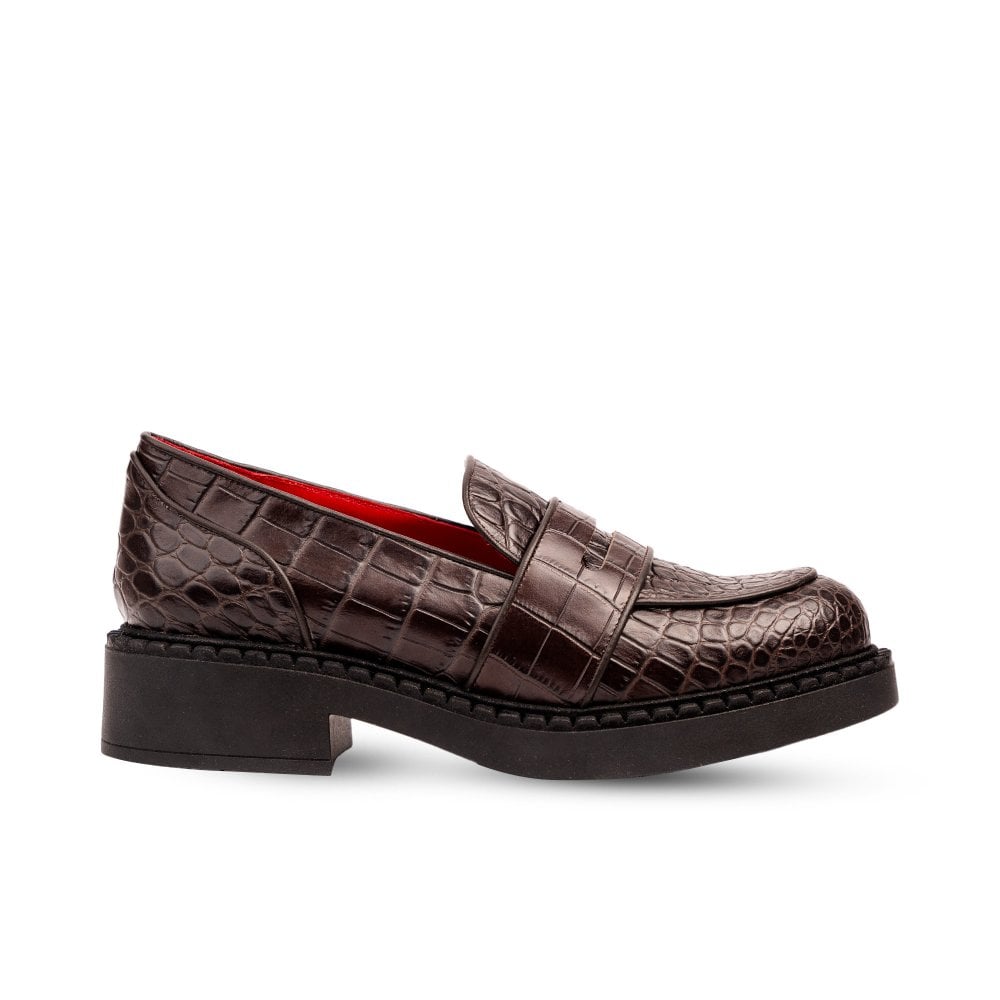 Stratford Brown Crocodile Loafers
