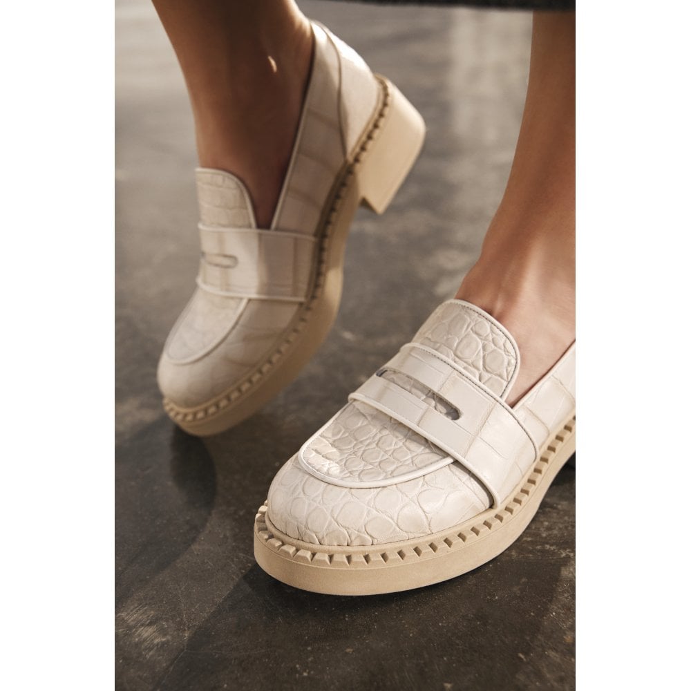 Stratford Cream Crocodile Loafers