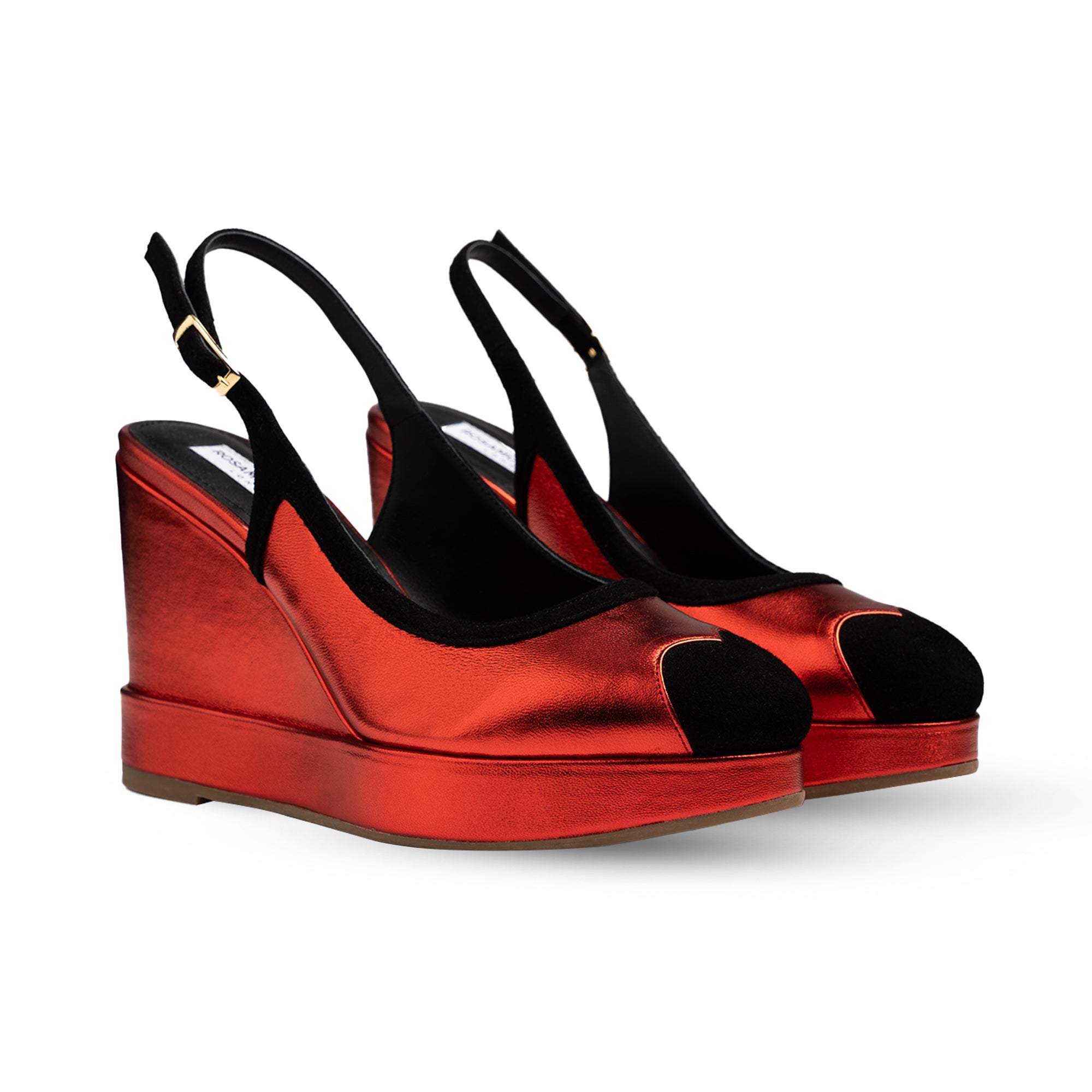 Lavinia Metallic Red & Black Wedges