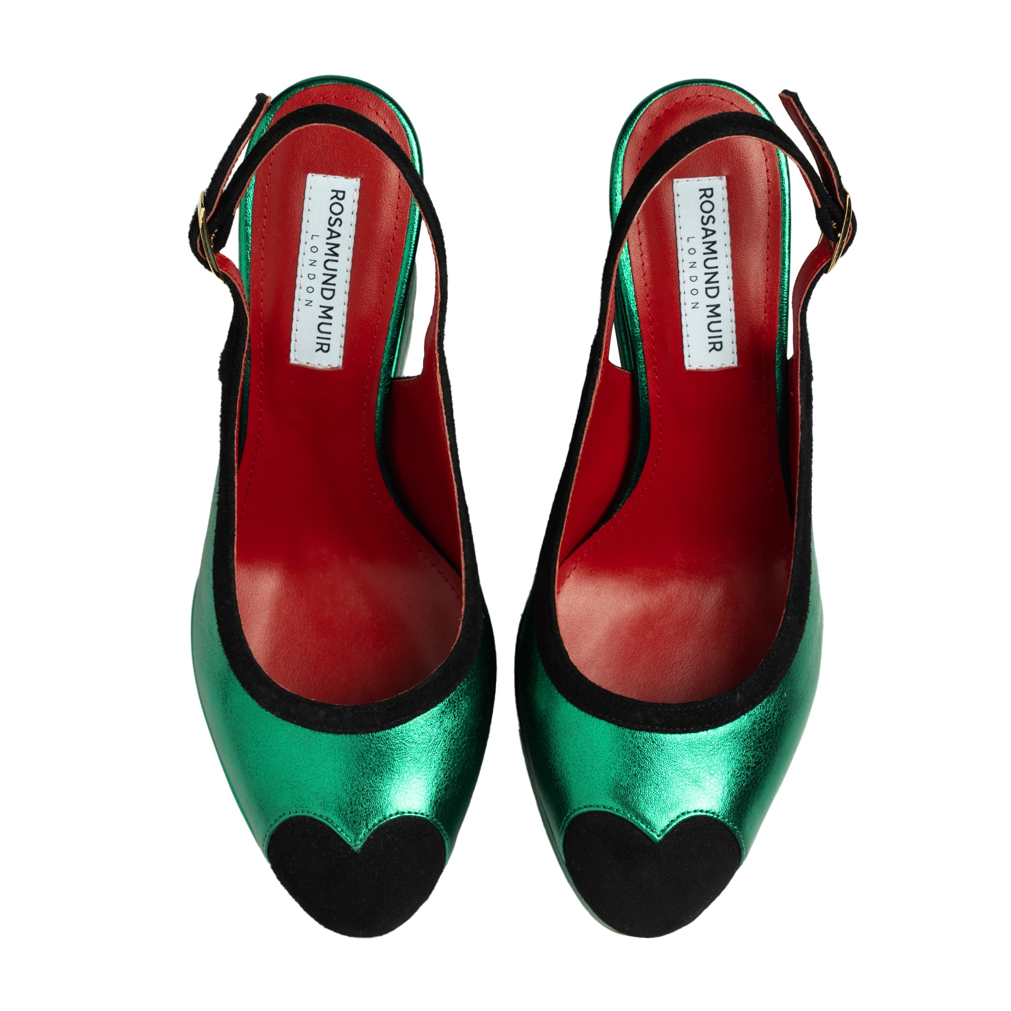 Lavinia Metallic Green & Black Wedges