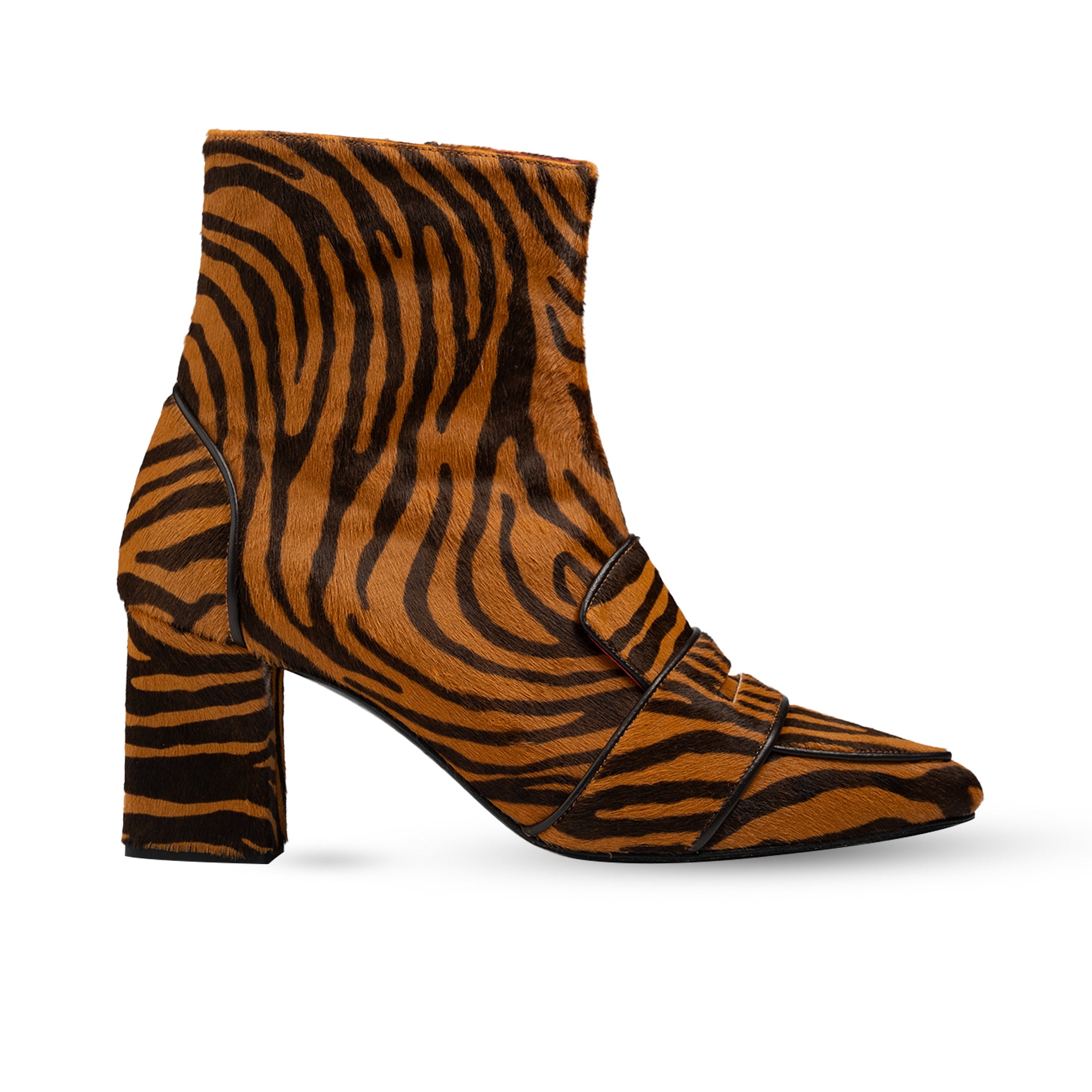 Luciana Brown & Dark Brown Zebra Print Loafer Boots