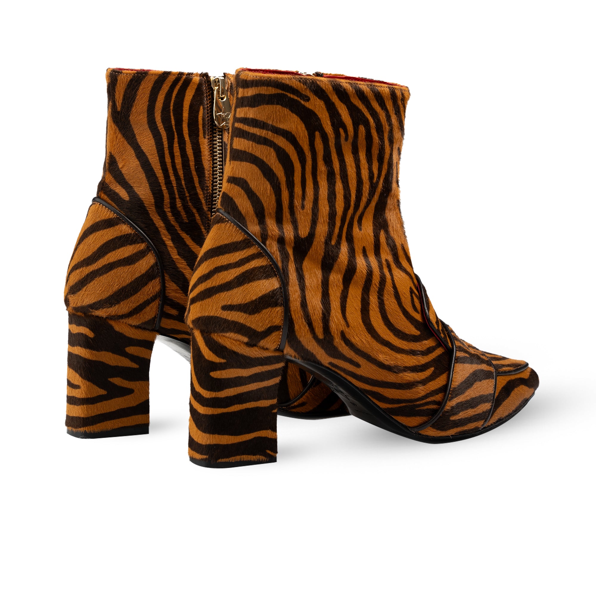 Luciana Brown & Dark Brown Zebra Print Loafer Boots