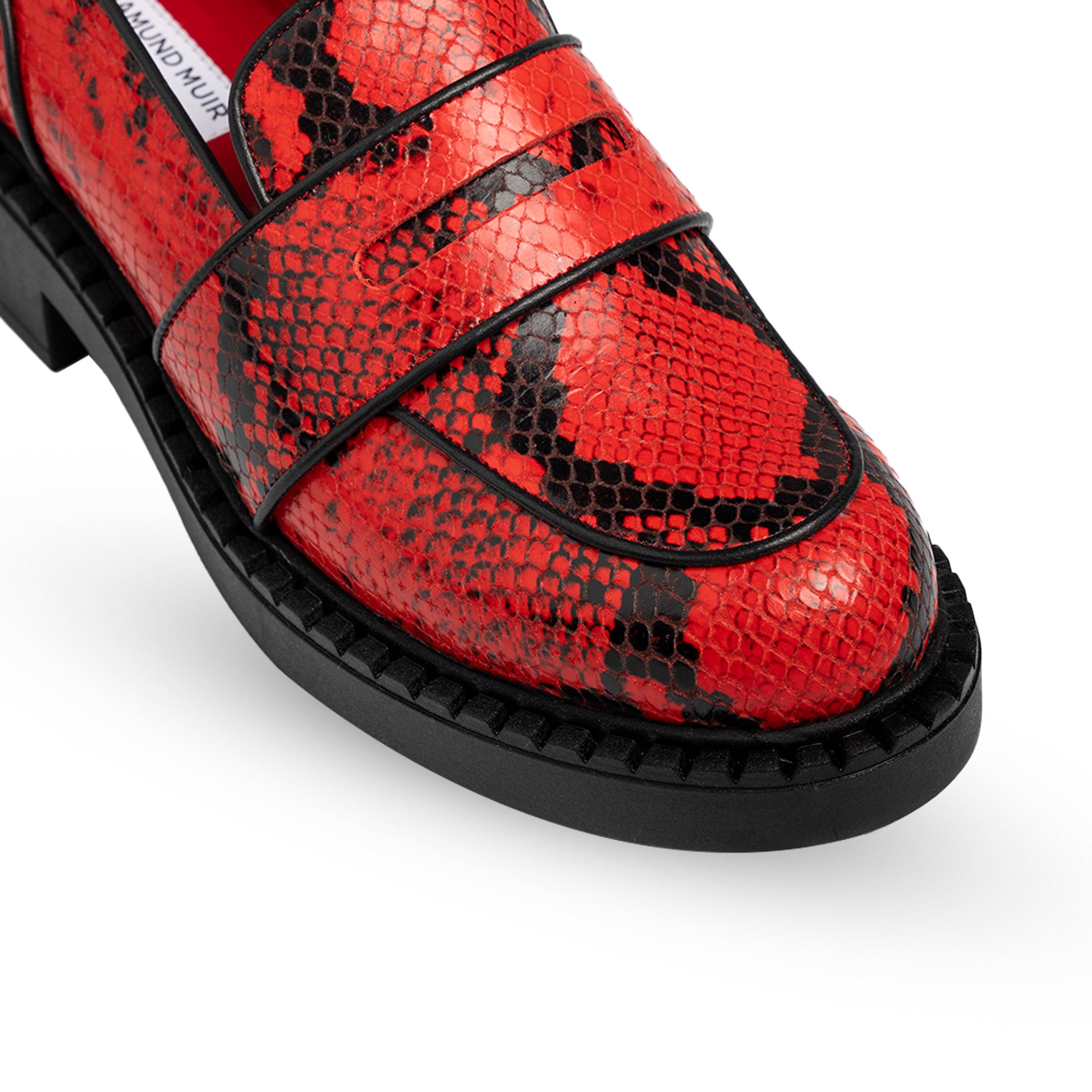 Stratford Red & Black Snake Print Loafers