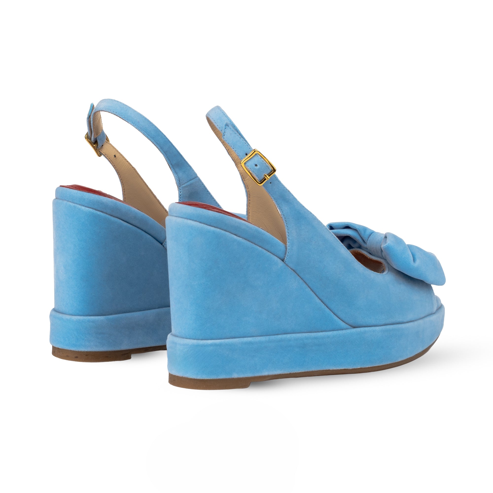 Rignana Baby Blue Velvet Wedges