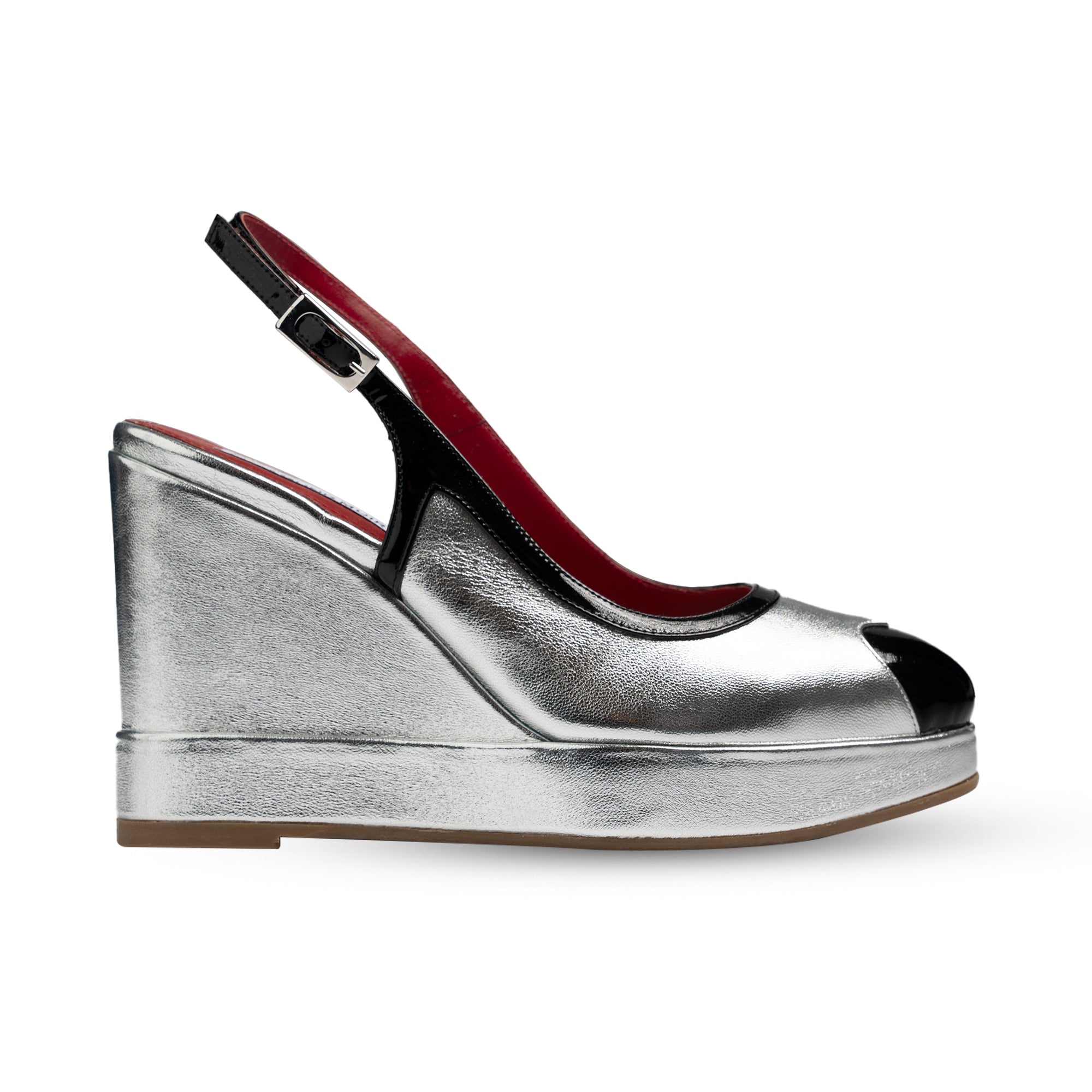 Lavinia Silver & Black Wedges