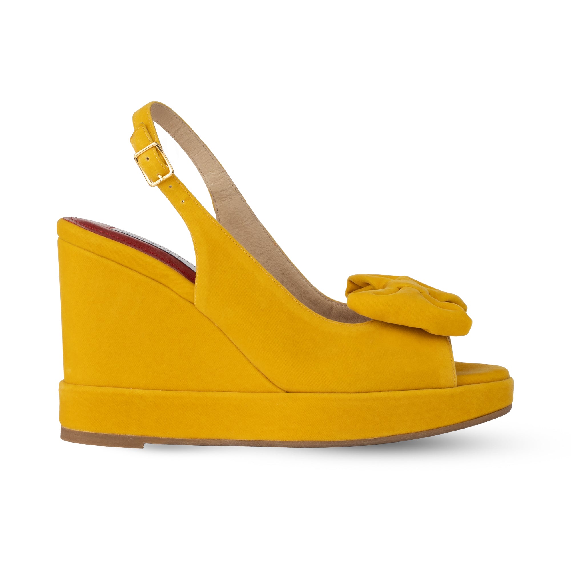 Rignana Deep Yellow Velvet Wedges