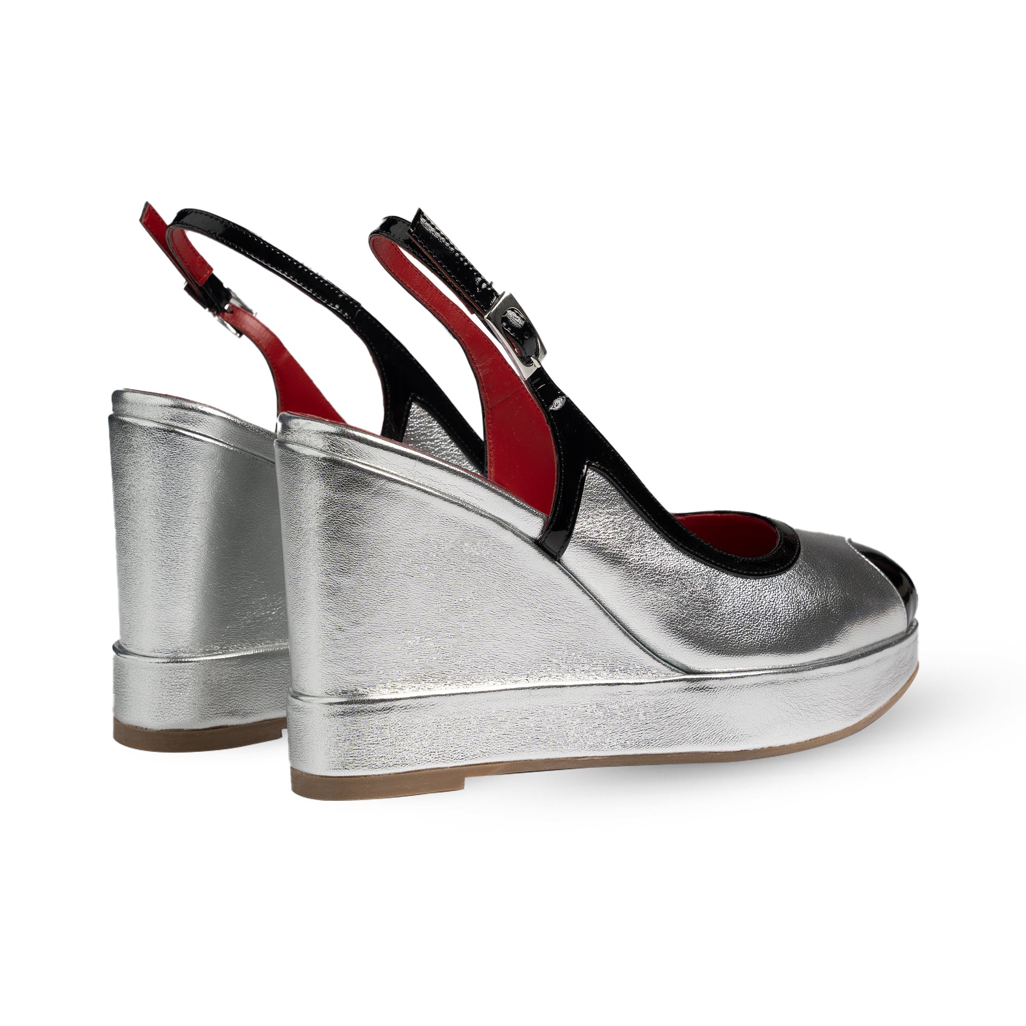 Lavinia Silver & Black Wedges
